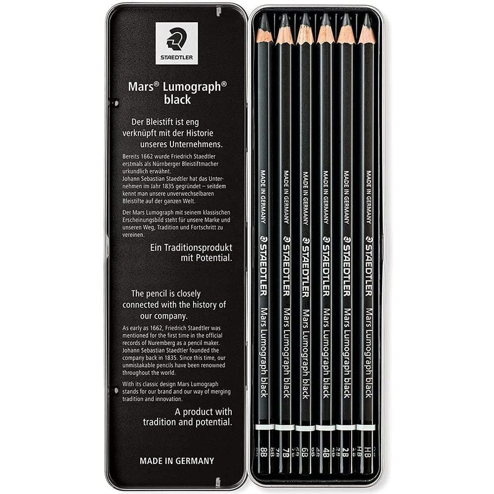 Staedtler Mars Lumograph Artists Pencils - Pack of 6