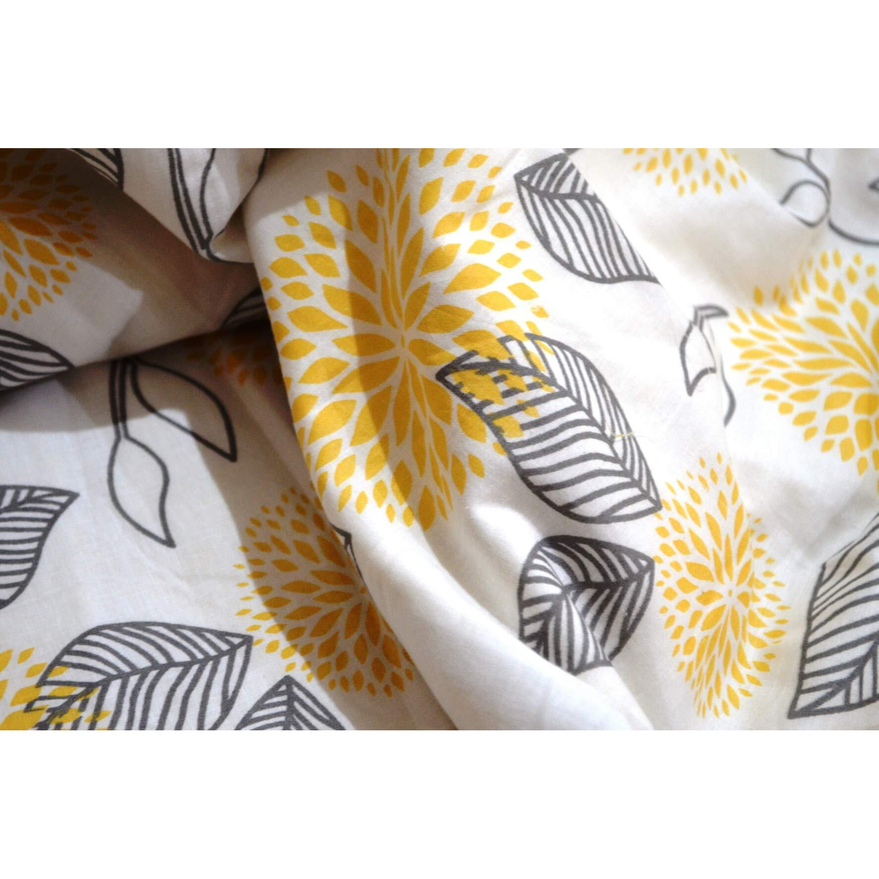 Trance Home Linen 100% Cotton Single Dohar 56X90 (White Yellow Abstract)