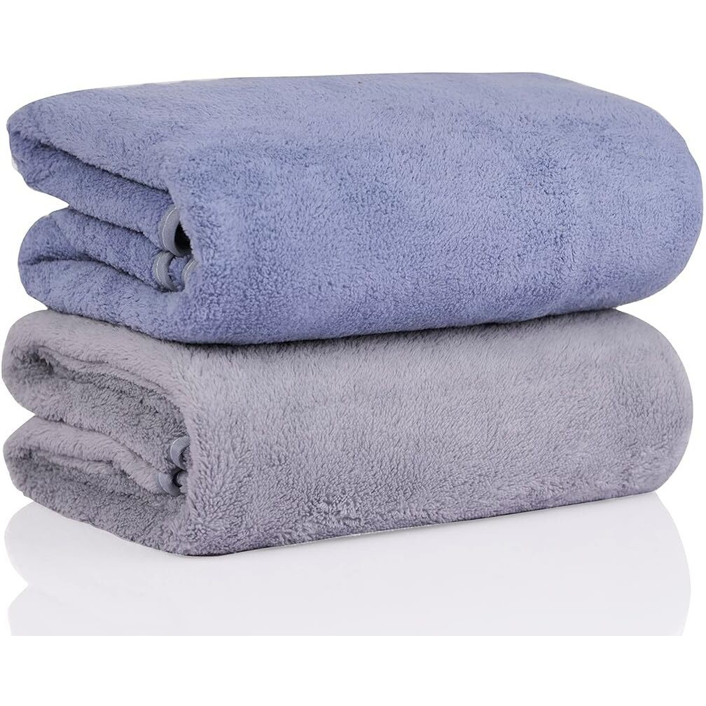 Glivary Microfiber 300 TC Towels For Bath-Soft Towel With Hook Quick Dry Super Absorbent-Bath Towel For Men And Women(70 X 140 Cm) (Grey/Dark Blue)