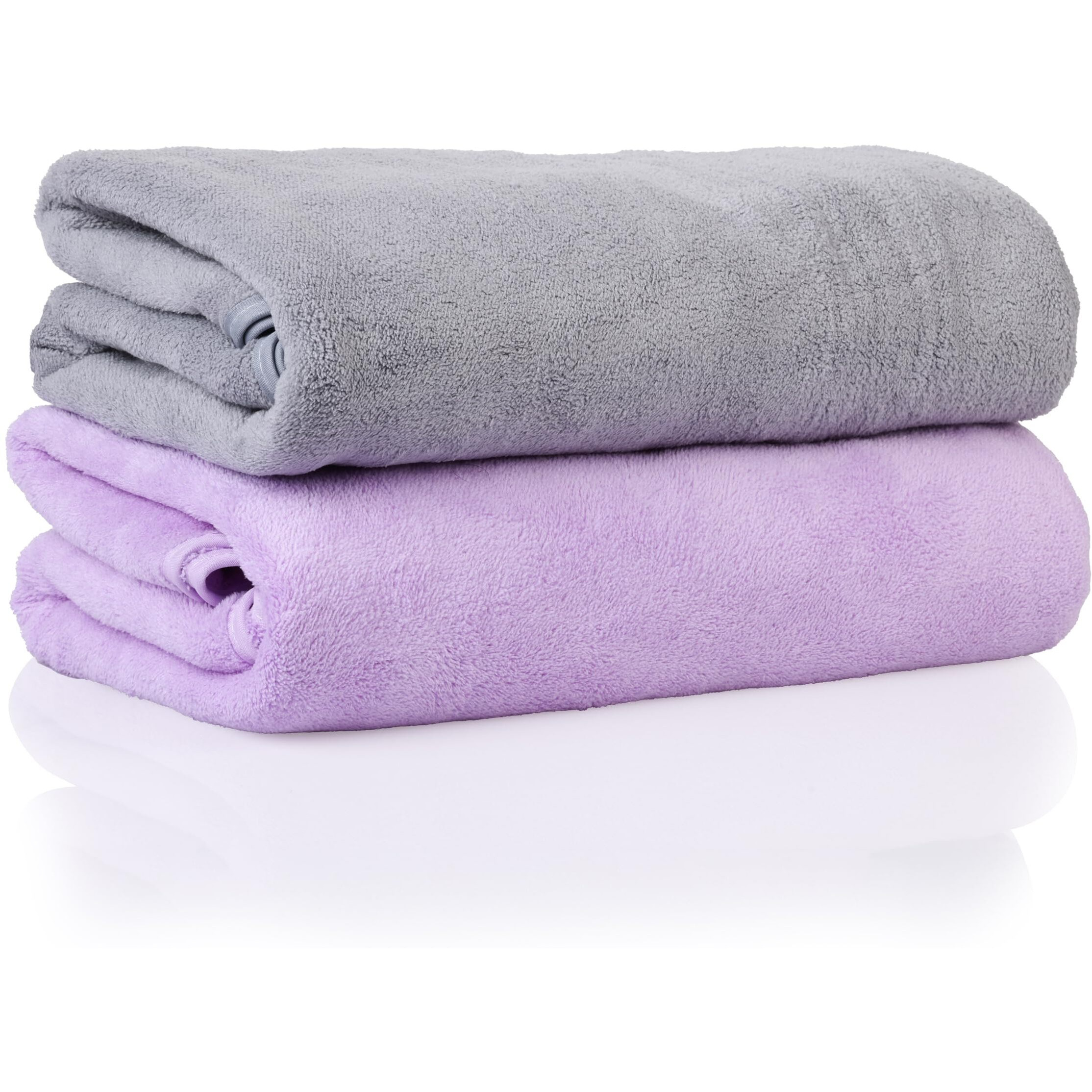 Glivary Microfiber Towels for Bath-Soft Towel with Hook Quick Dry Super Absorbent-Bath Towel for Men and Women(70 x 140 cm) (Grey/Purple)