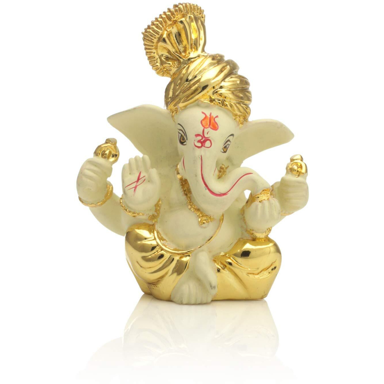 Collectible India Ganesha Idol Terracotta Gold Plated Ganesh Statue (Golden, 8x6cm)