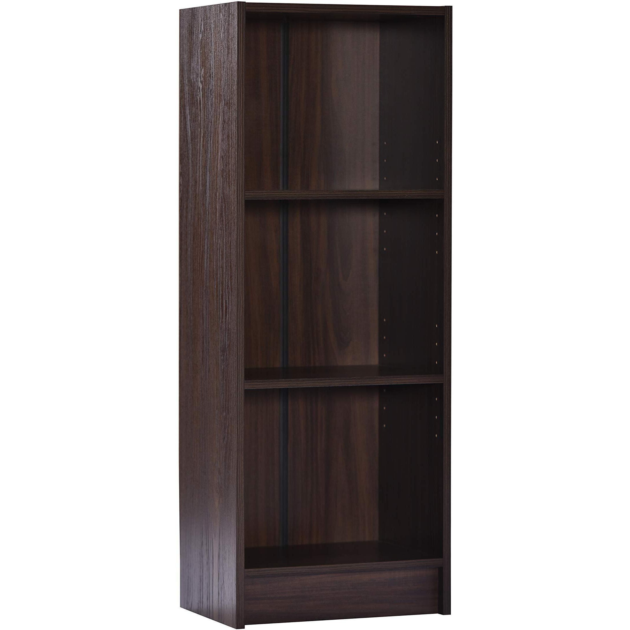 DeckUp Lexis 3-Shelf Engineered Wood Book Shelf and Display Unit (Walnut, Matte Finish)