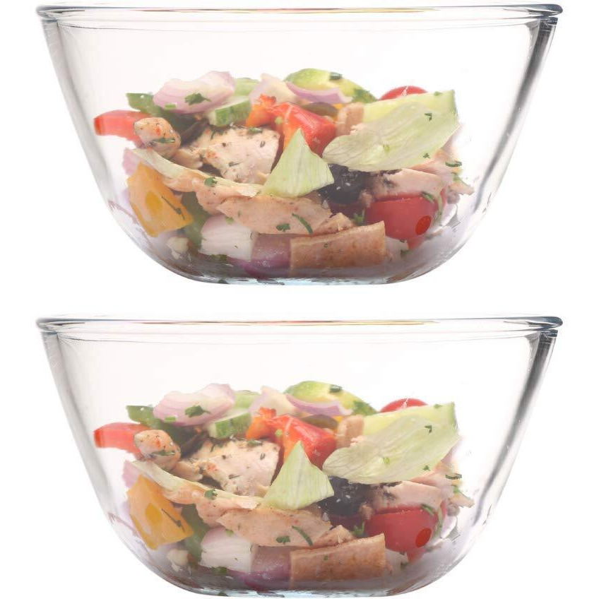 Femora Borosilicate Glass Mixing Bowl, Microwave Safe Bowl, Oven Safe, 1650 ML, Pack of 2