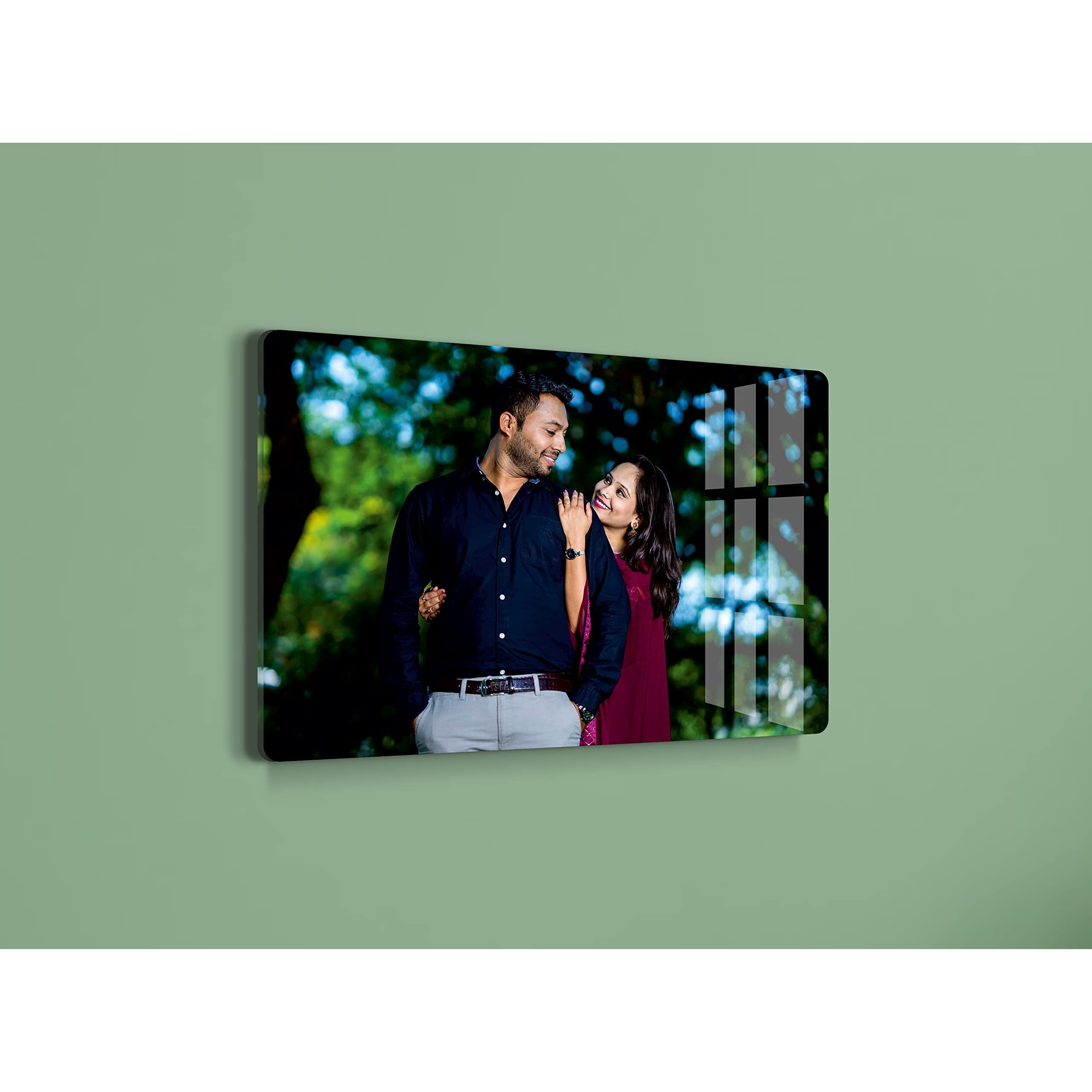 Upaharam Customised/Personalized Clear Acrylic Wall Mount Frameless Picture Photo/Poster Frame For Anniversary, Birthday, Special Moment (8 x 12 x 0.19) Rectangular