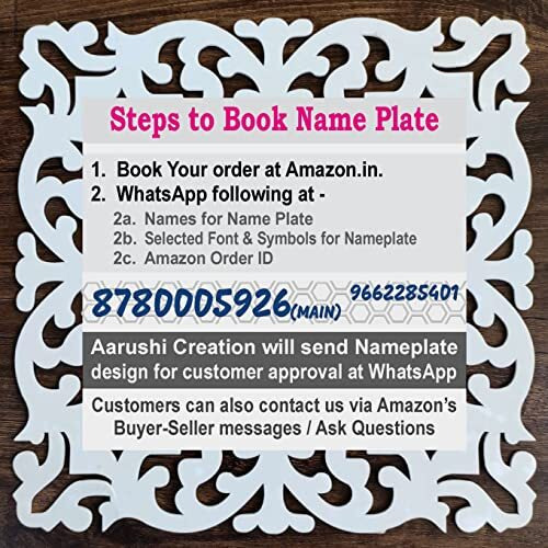 Aarushi Creations Acrylic Personalized Home Door Name Plate with Light - 3 Year Warranty - (Size 12x12 In White) 0538BB (12x12 Inch)