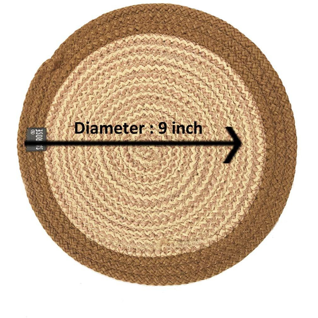 ST SAPROSE  Polypropylene Round Trivet (3 PCS Set, Size 23 cm) Pot MAT, Side Table Mat, Machine Washable Small Place Mat for Casserole for Dining Table (9 Dia, Golden Brown)