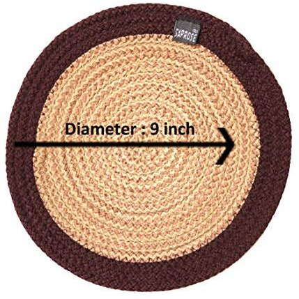 ST SAPROSE  Polypropylene Round Trivet (3 PCS Set, Size 23 cm) Pot MAT, Side Table Mat, Machine Washable Small Place Mat for Casserole for Dining Table (9 Dia, Burgundy)