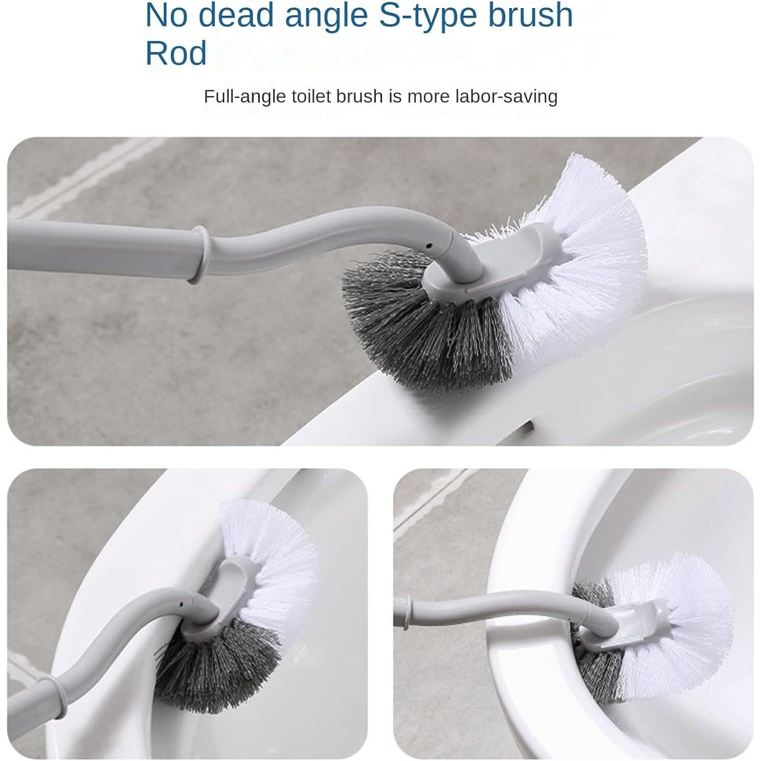 2 Pcs Toilet Brush, Curved Design Angled Cleaner Brush Scrubber for Deep Cleaning, Long Plastic Handle and Flexible Bristles Bathroom Toilet Bowl Brush