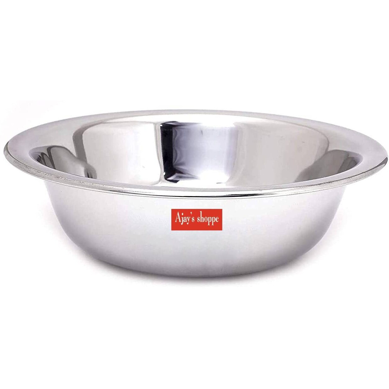 Ajays Shoppe Heavy Gauge Stainless Steel Solid Mixing Bowl/Atta Parath (4 Liter)