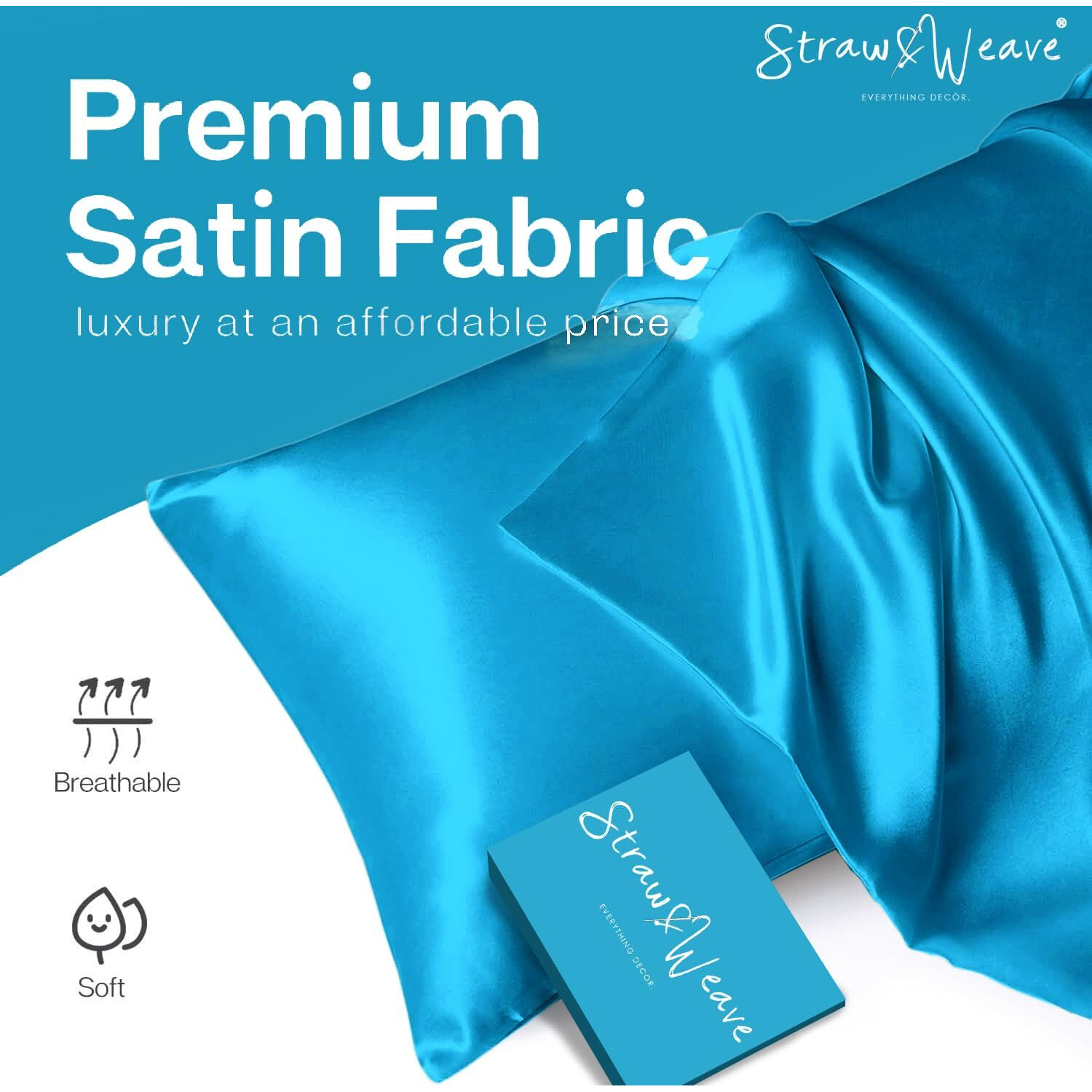 Satin Pillow Cover for Hair and Skin | 3 Months Warranty | with 2 Silk Pillow Cover & 3 Satin Scrunchies for Women