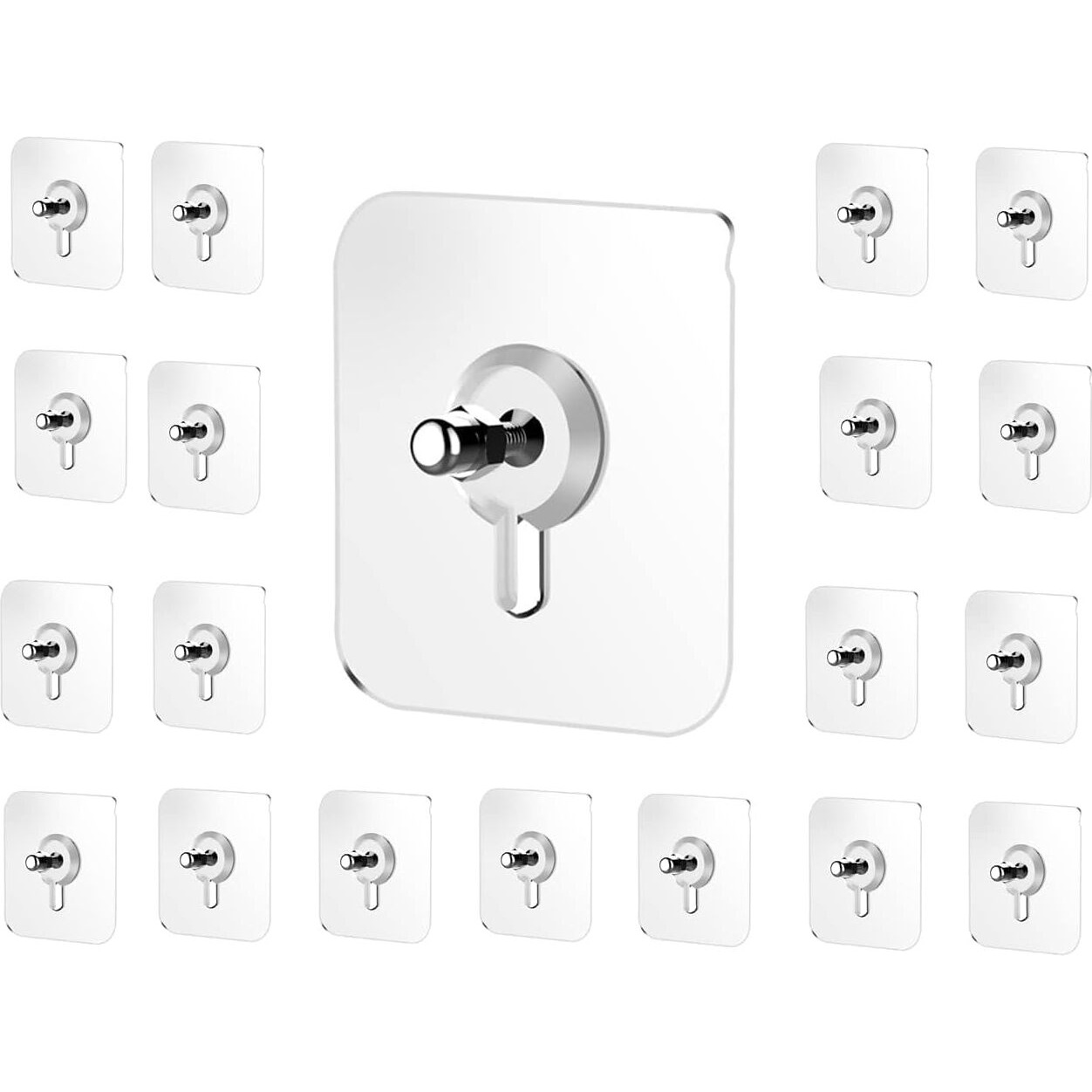 ZEYFLEEB (Pack - 20pcs Wall Hooks for Hanging Strong, Screw Hooks Adhesive Hooks for Wall Heavy Duty, self Adhesive Hook, Kitchen Accessories Items, Clothes Hanging, Transparent (Screw 20)