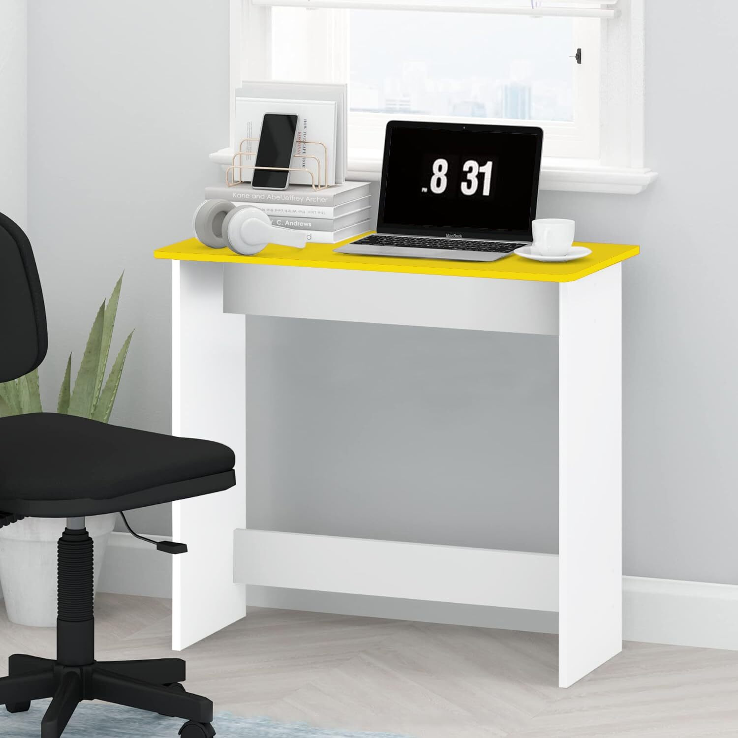 Torche Study Table for Adults, Study Table for Students, Computer Table, Office Table,Home Office Writing Study Desk, Ideal for Work from Home, Easy Installation (Yellow)