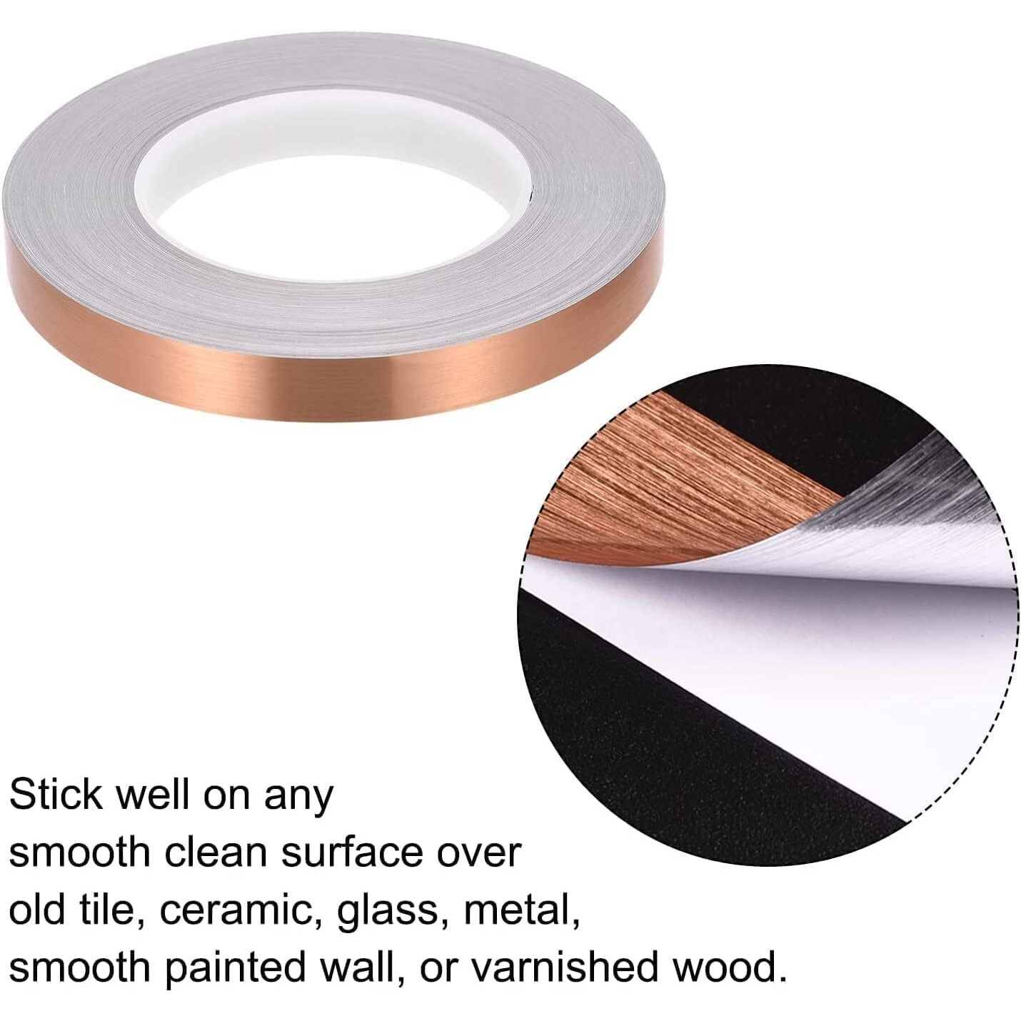 Jashgop Tile Gap Foil Line Tape, Self-Adhesive Tile Seam Sticker, Waterproof Gap Sealing Foil Decor Tape for Wall, Cabinet, Bedroom, Living Room, Kitchen,1CM*50M (Rose Gold)