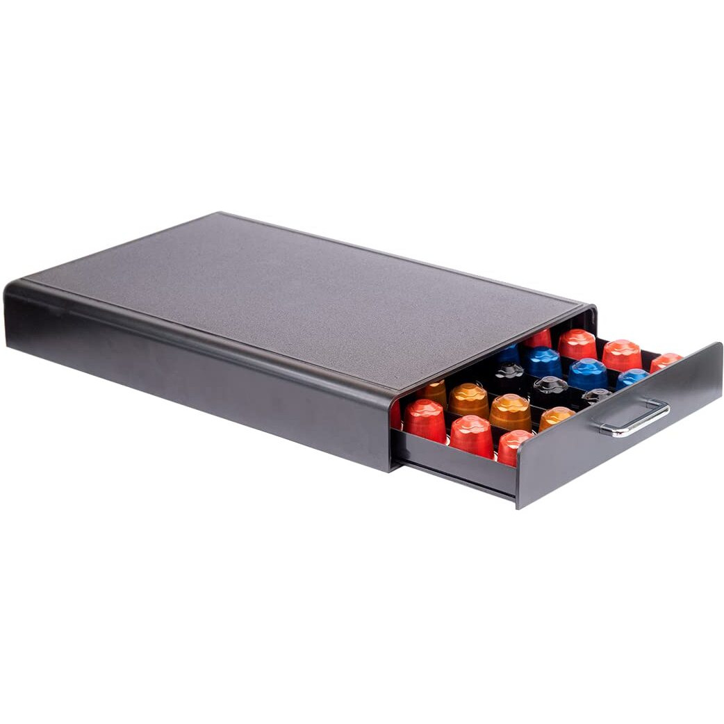 COFFEEZA Coffee Capsule Storage Drawer - Sliding Tray- Holds 50 Coffee Pods - Compatible with Nespresso Pods