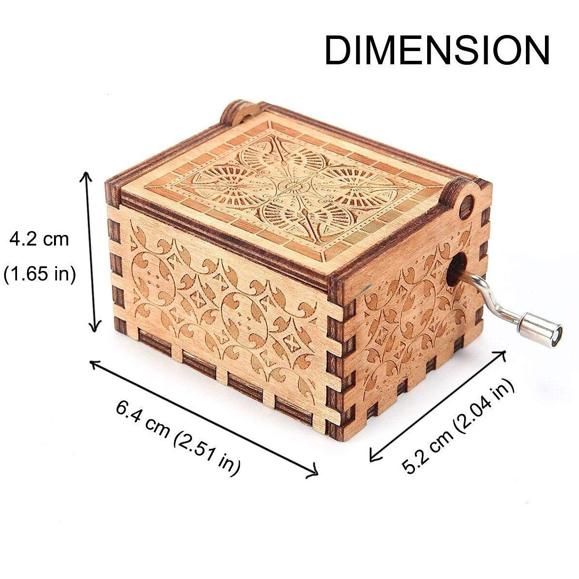 EITHEO Wooden Music Box Antique Carved Hand Crank Theme Music (Pirates of The Caribbean)