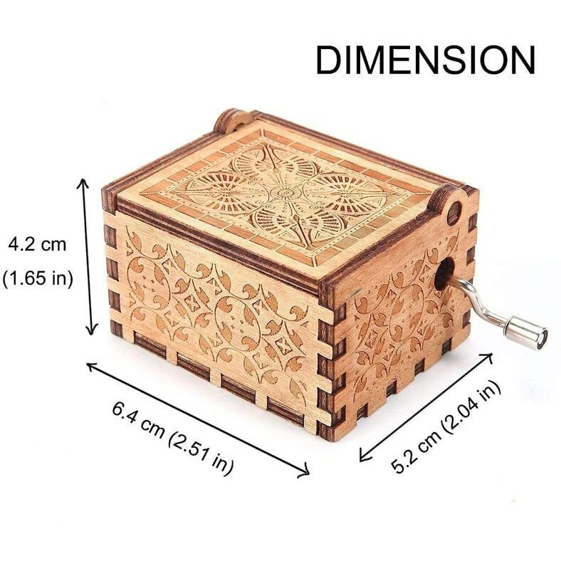 Eitheo Engraved Hand Cranked Wooden Musical Toy HP-Face Theme Music Box Brown