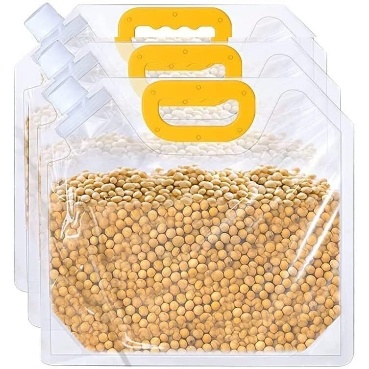 Grain Moisture-Proof Sealed Bag with lid Food Storage Container Bag Clear Food Saver Vacuum Sealer Suction Bags (3PCS, 1L)