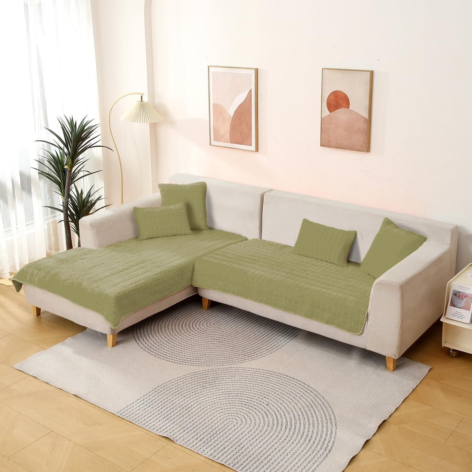 HOKIPO Premium Plush Anti Slip Sofa Mat, 90(D) x 170(L) cm, Green (AR-5035-GRN)