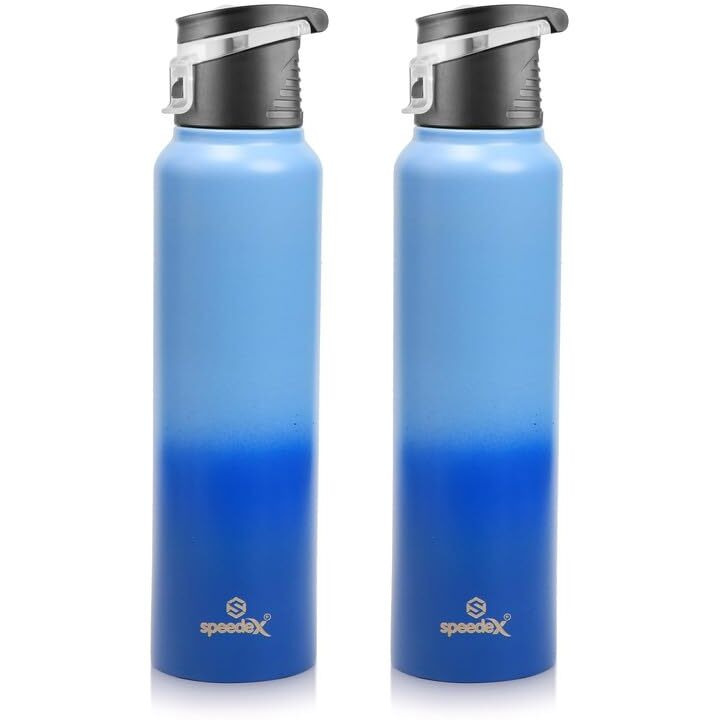 Speedex Stainless Steel Water Bottle 1 Litre, Water Bottles For Fridge, School,Gym,Home,Office,Boys, Girls, Kids, Leak Proof(Dual-Blue-Blue Colour, Steel Cap, Set Of 3, 1000 Ml)