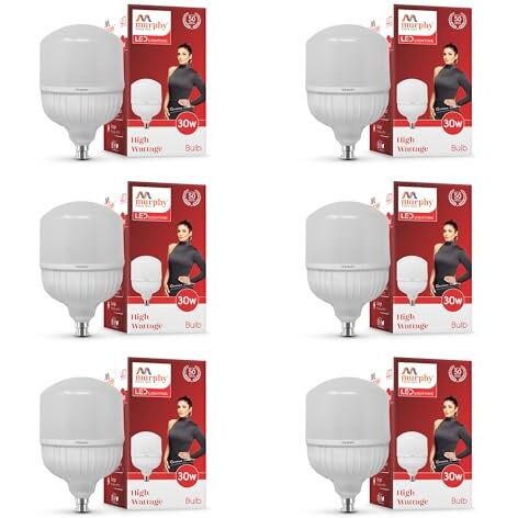 Murphy 30-Watts B22 LED Cool White Bulb, Pack of 6