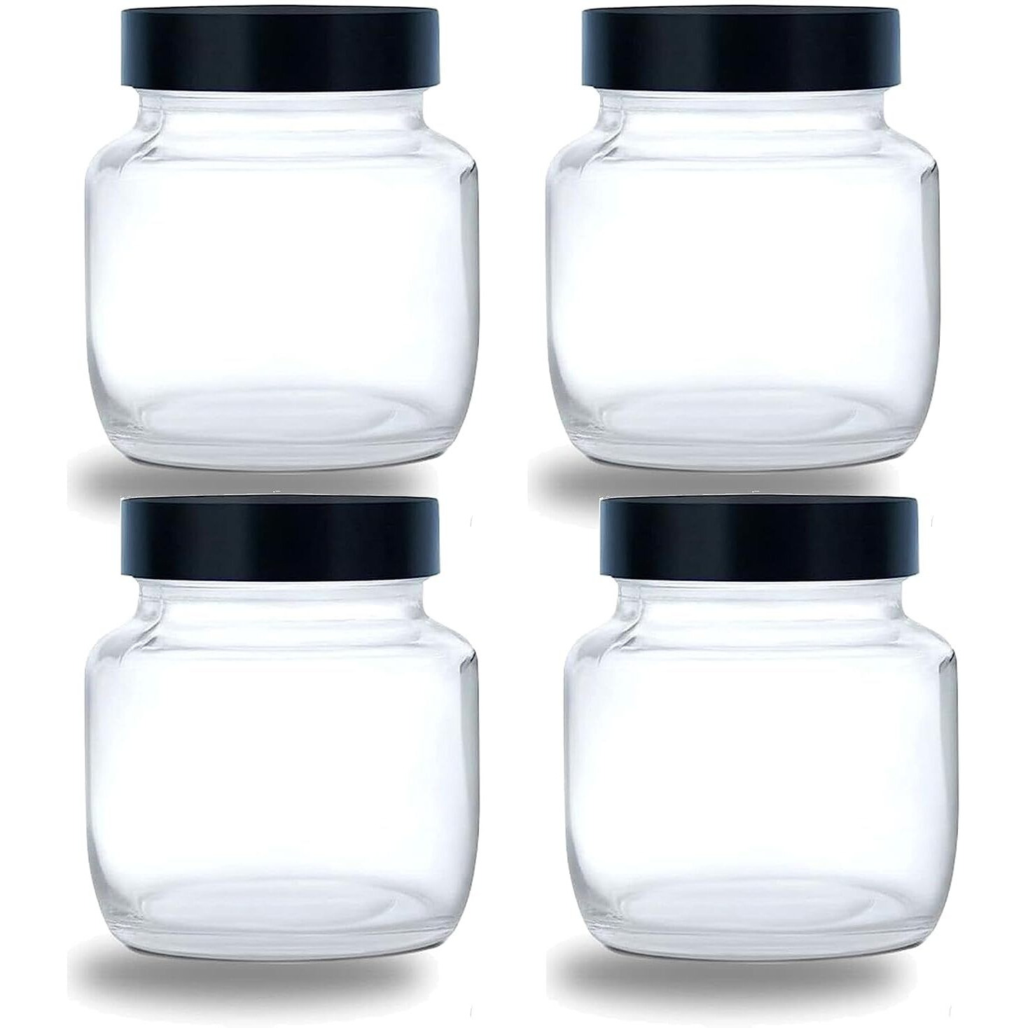 CLOUDMART Piramal Glass Black Lid Aahar 250ml Glass jar with Air tight Black Plastic lid for Home and Kitchen-candy spices salt herbs storage jar||Glass Spice Container (250ml,set of 12)