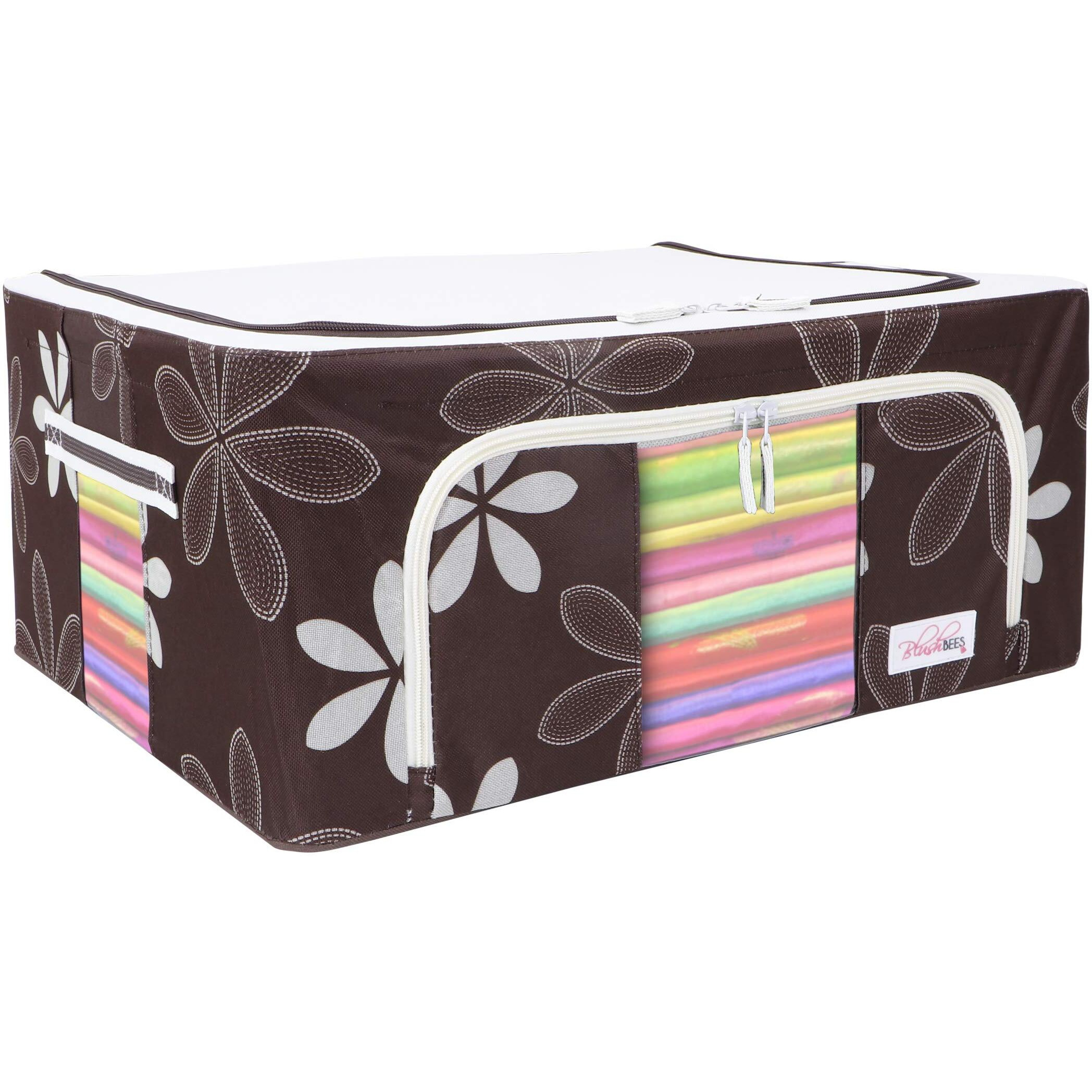 BlushBees Oxford fabric Living Box - Storage Boxes for Clothes, Saree Cover Bags - 44 Litre (Pack of 1, Brown)