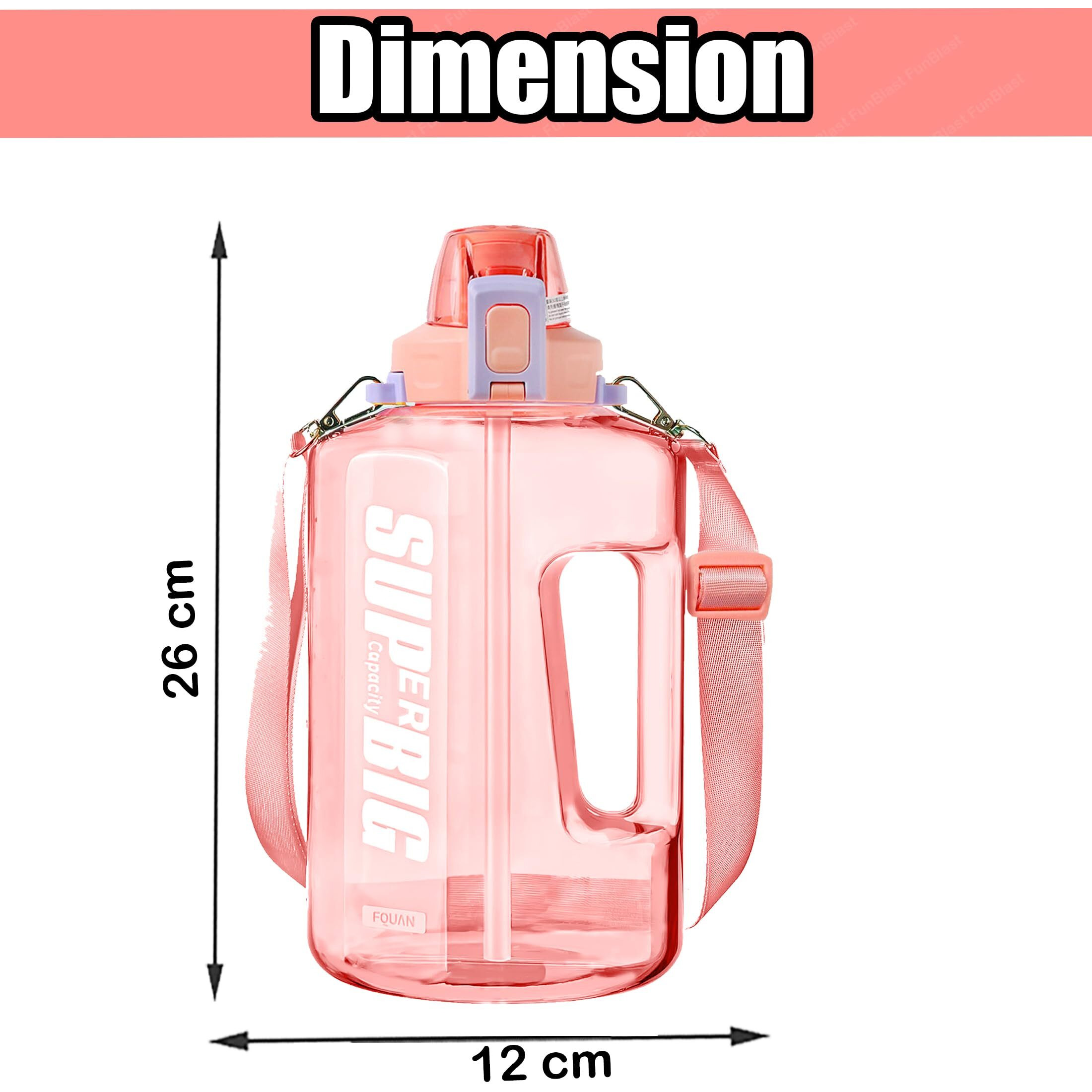 FunBlast 1.5 Litre Large Capacity, BPA Free Sports Water Bottle/Protein Gallon Bottle, Leakproof Gallon Water Bottle for Gym, Sports Gallon Bottle, Protein Shaker (Polycarbonate, Polypropylene)