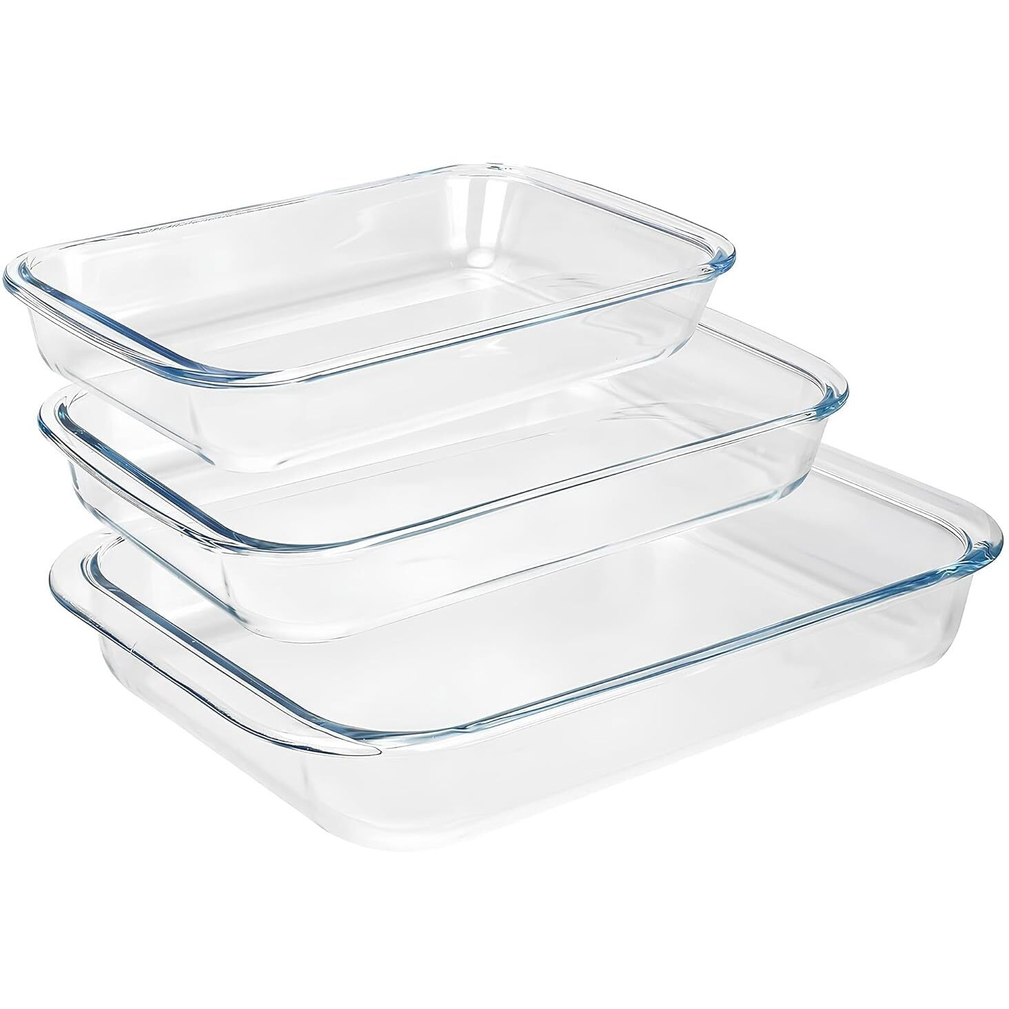 Femora Borosilicate Glass Rectangle Baking Dish Microwave Oven Safe, 900 ml, 1000 ml, 1600 ml, Set of 3.