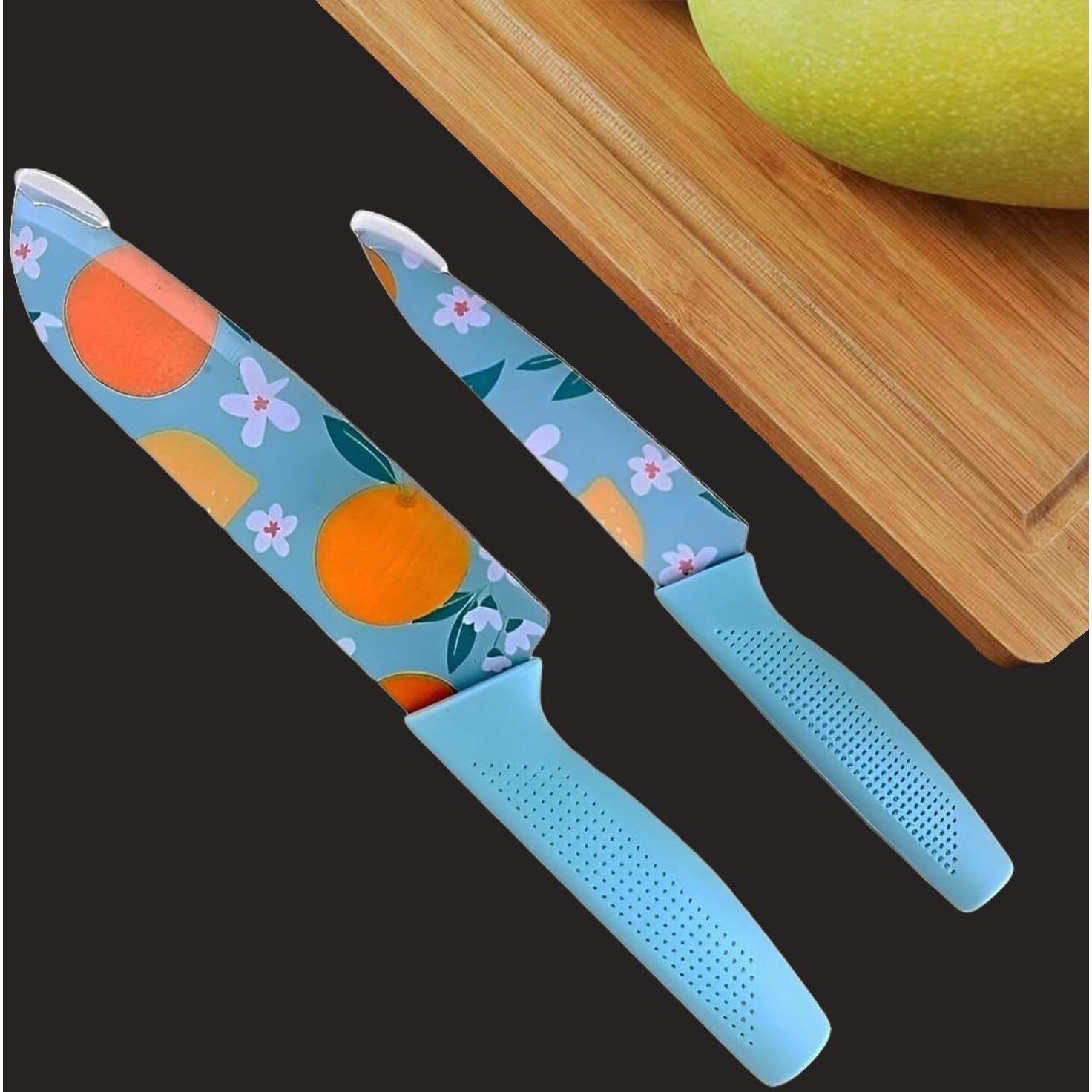 ZELKEY Stainless Steel 2 Pieces Professional Kitchen Knife Set, Meat Knife, Chefs Knife with Non-Slip Handle Sharp Manual Sharpening for Home Kitchen and Restaurant (Multicolor) (2 PCS)