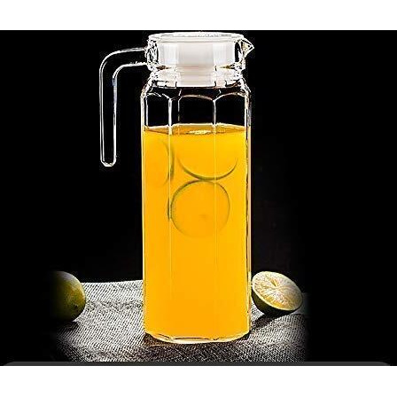 Jinelza 1100ml jug Italian Glass jug Pitcher with lid, iced Tea Pitcher Water jug, hot Cold Water, ice Tea, Wine, Milk and Juice Beverage Carafes