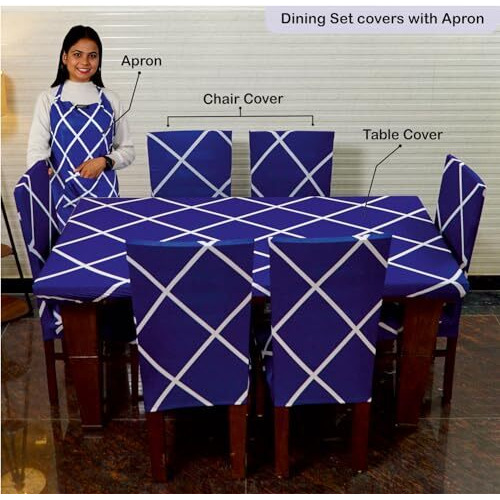 ELEGANTA Dining Table Cover 4 Seater, Table Cover, Dining Table Cover, Chair Cover, Polyester Spandex Chair Cover, Washable, Fade Resistant, Anti Slip, Flexible Slipcover Stretch Fit (Blue Diamond)