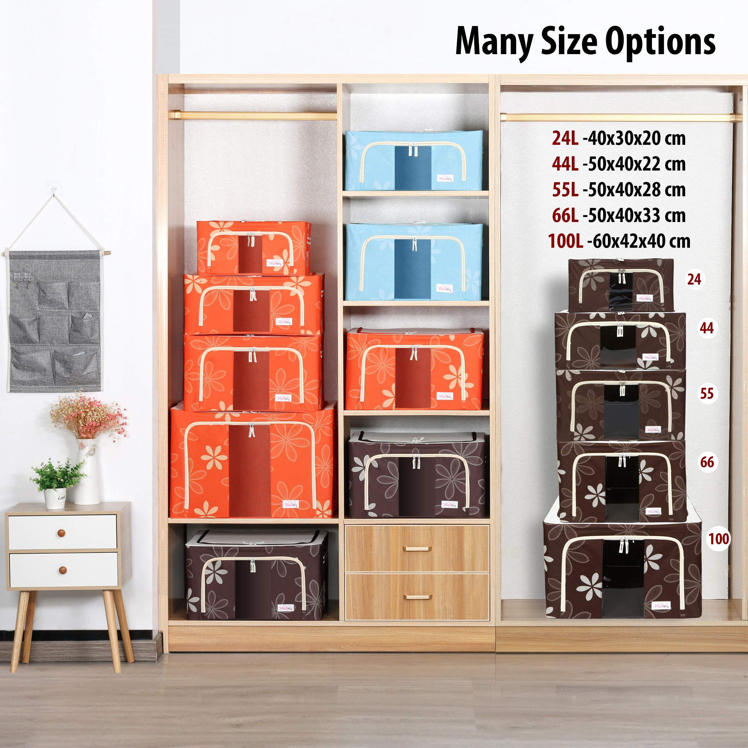 BlushBees Living Box - Wardrobe Organizer, Storage Boxes for Clothes with Zip - 66 Litre, Pack of 1, Brown