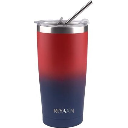 RiYAXN Stainless Steel Coffee Tumbler with Lid and Straw| 650ml Double Wall Insulated|Anti-Leak| Anti-rust | Sweat-Free|24 hrs Hot and Cold Drinks Tumbler bottle|Easy to Carry| Ideal for Travel|