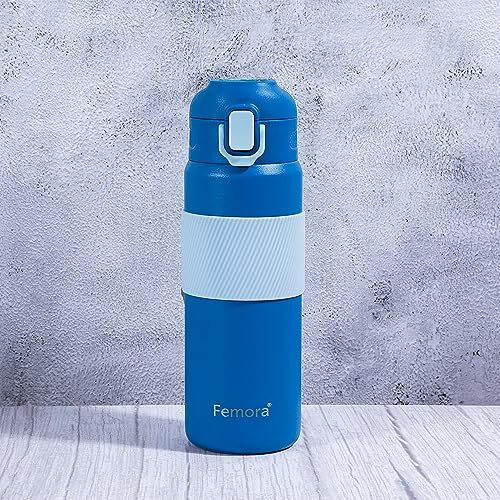 Femora HydroPro Double Walled Stainless Steel Vacuum Insulated Flask Water Bottle, 600 ML, Slate Blue Vacuum Insulated Water Bottle Hot and Cold | Thermosteel Bottle for Travel, Home, Office, School