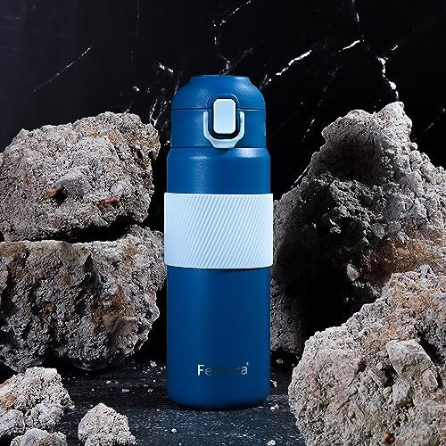 Femora HydroPro Double Walled Stainless Steel Vacuum Insulated Flask Water Bottle, 600 ML, Slate Blue Vacuum Insulated Water Bottle Hot and Cold | Thermosteel Bottle for Travel, Home, Office, School