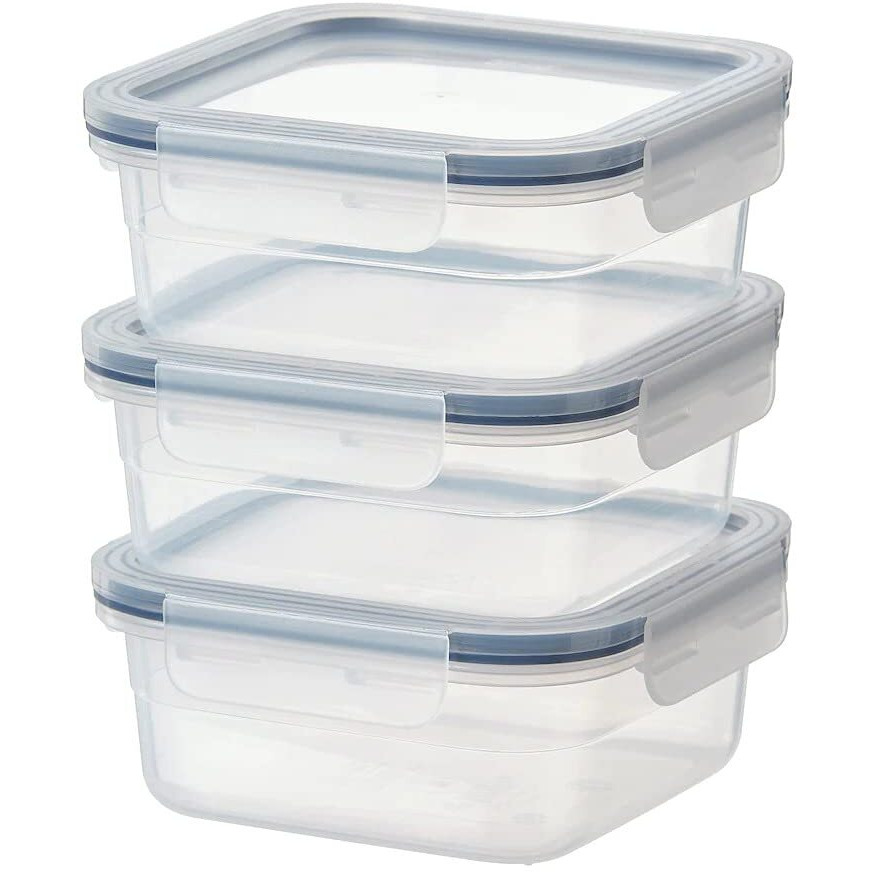 Ikea TSSP Food container, square/plastic750 ml (25 oz)(Pack of 3)