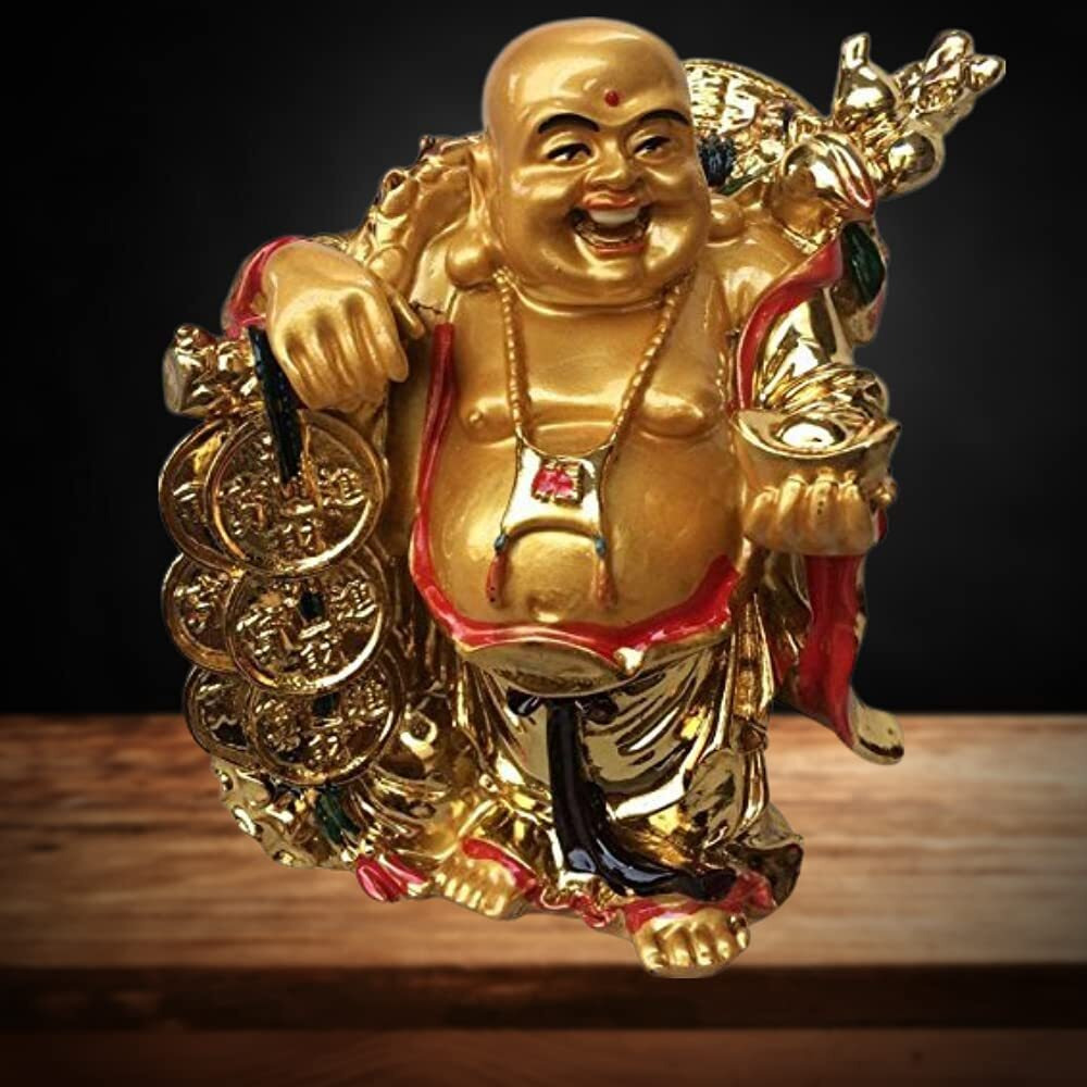 GJ Laughing Buddha for Money and Wealth and Good Luck 5 Inches 3.5 Inches