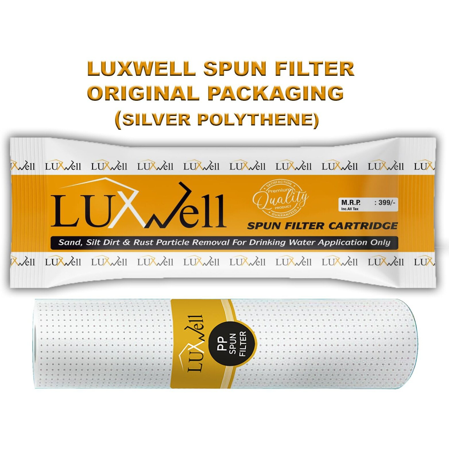 LUXWELL Dotted Premiun 10 Inch (5 Micron) Spun Filter/pre Filter/PP Filter/Outer Sediment Filter/Candle Filter for RO Water Purifier - for All Types 10 Inch Housing RO Water Purifier Pack of 5