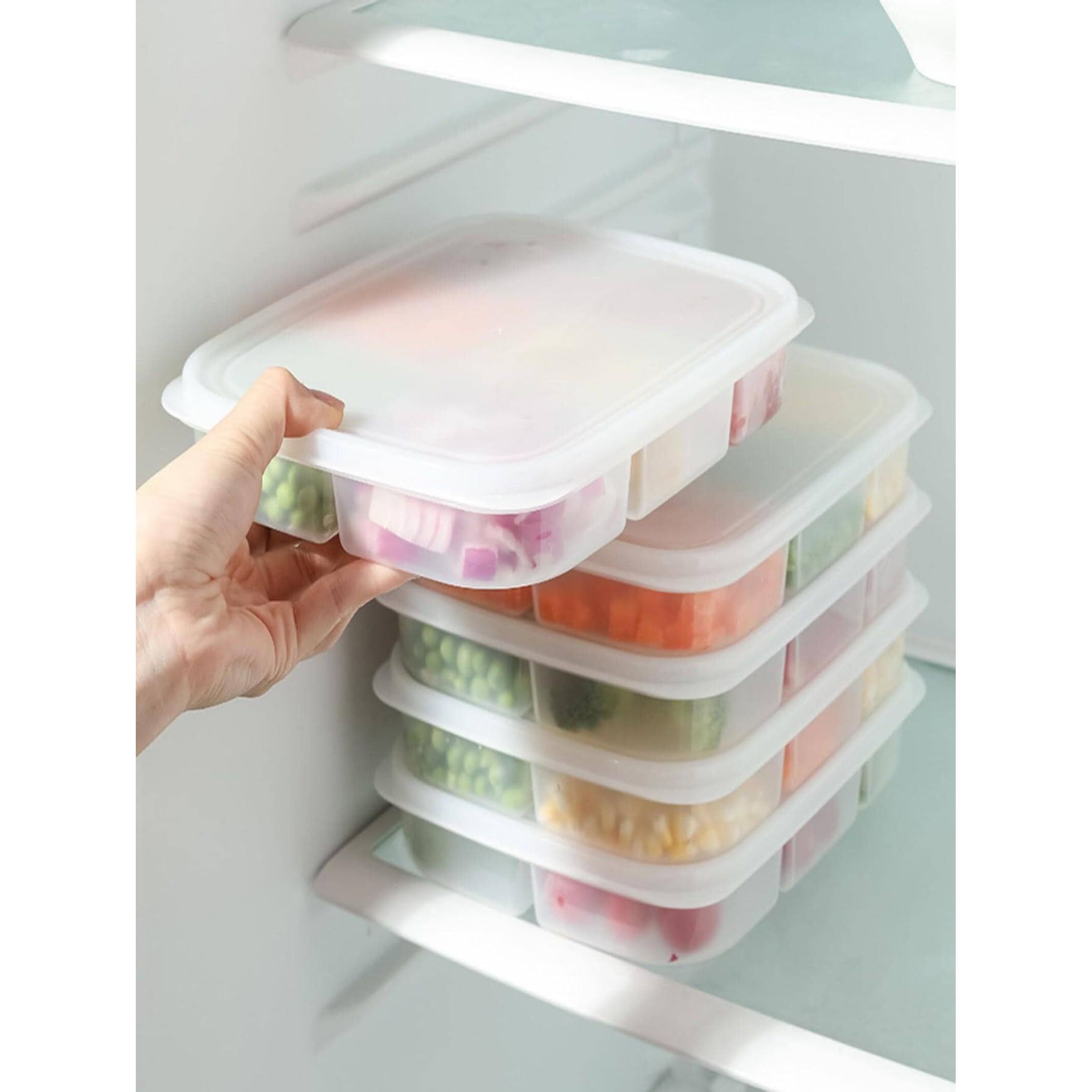 MosQuick 6 Compartments Premium Container for Kitchen Storage Set -Multi Fridge Storage Boxes, Ideal fridge storage boxes for vegetables Durable Kitchen Containers Set for Organized Fridge Storage