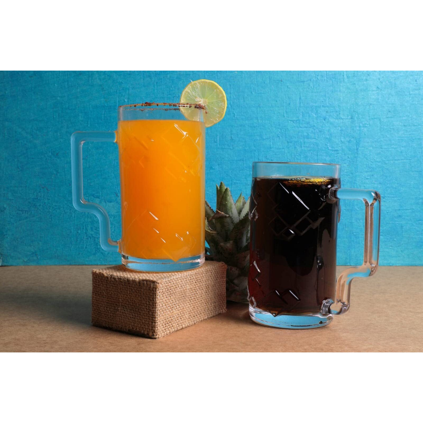 BAGYAM - Glass Beer Mug with Muscle Shape Handle - 1 Piece - 600 ml - Transparent Body Beer Mug - Muscle Shape Handle Beer Mug (400ML Mug, 2 Pieces)