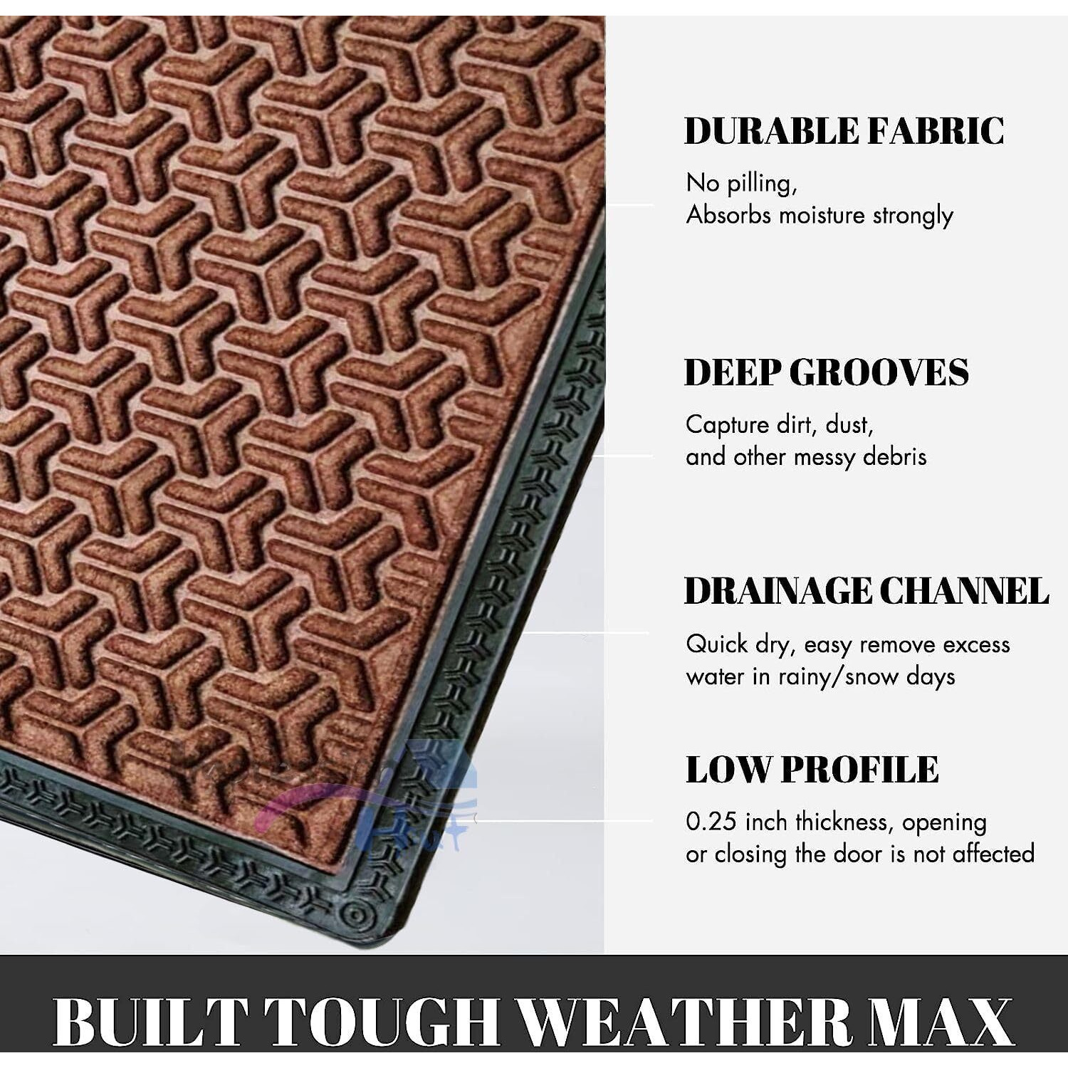 Impression Hut Polypropylene 3D Block Pattern Entrence Welcome Door Mat Water Proof Foot Mat with Anti Slip Natural Rubber Backing for Bathroom, Office, Kitchen and Hospital (40 X 60) Brown