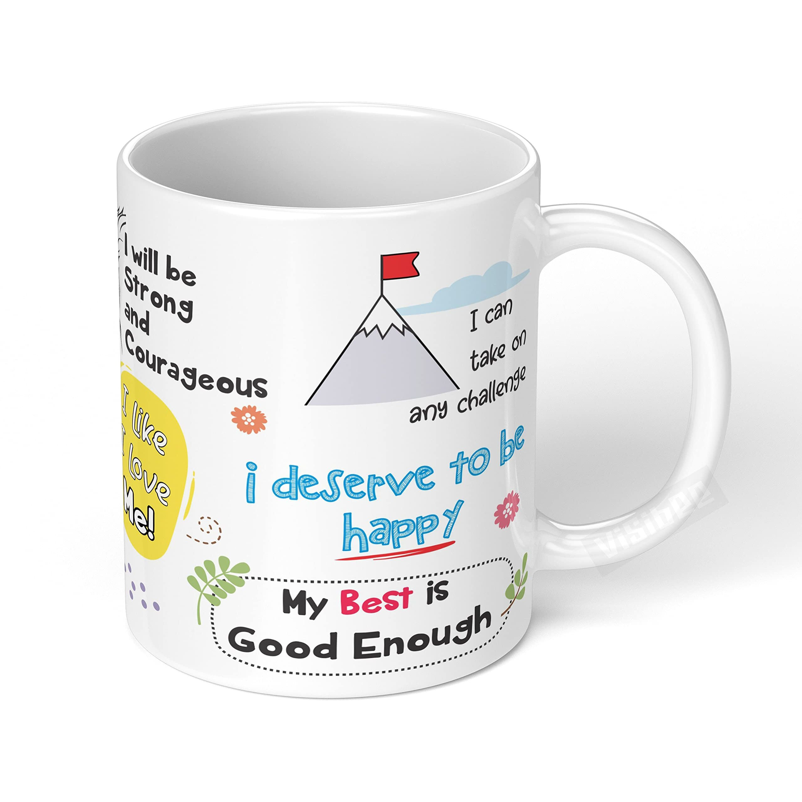 Visibee My Self Love Mug - 11oz Ceramic Coffee Mug, Elegant Design, Reminds You to Prioritize Well-Being and Celebrate Yourself Every Day