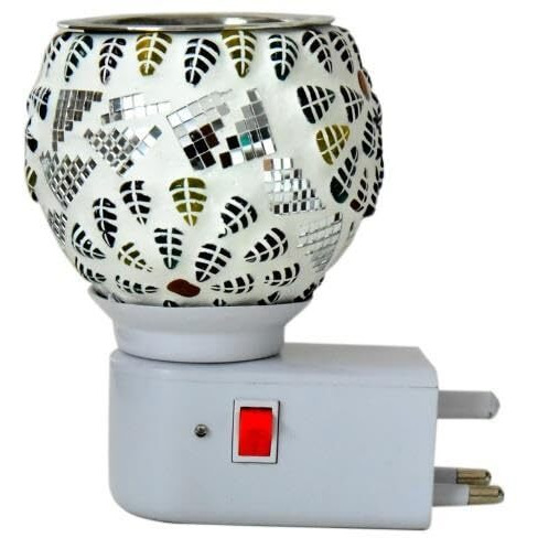 HypieT Electric Ceramic Kapoor Dani Stand Kapur Incense Burner | Electric Kapoor Dani Diffuser Glass Burner Aromatic Essential Oil Dual-Function Light & Scent Device | New-2024 (DESIGN-M22)