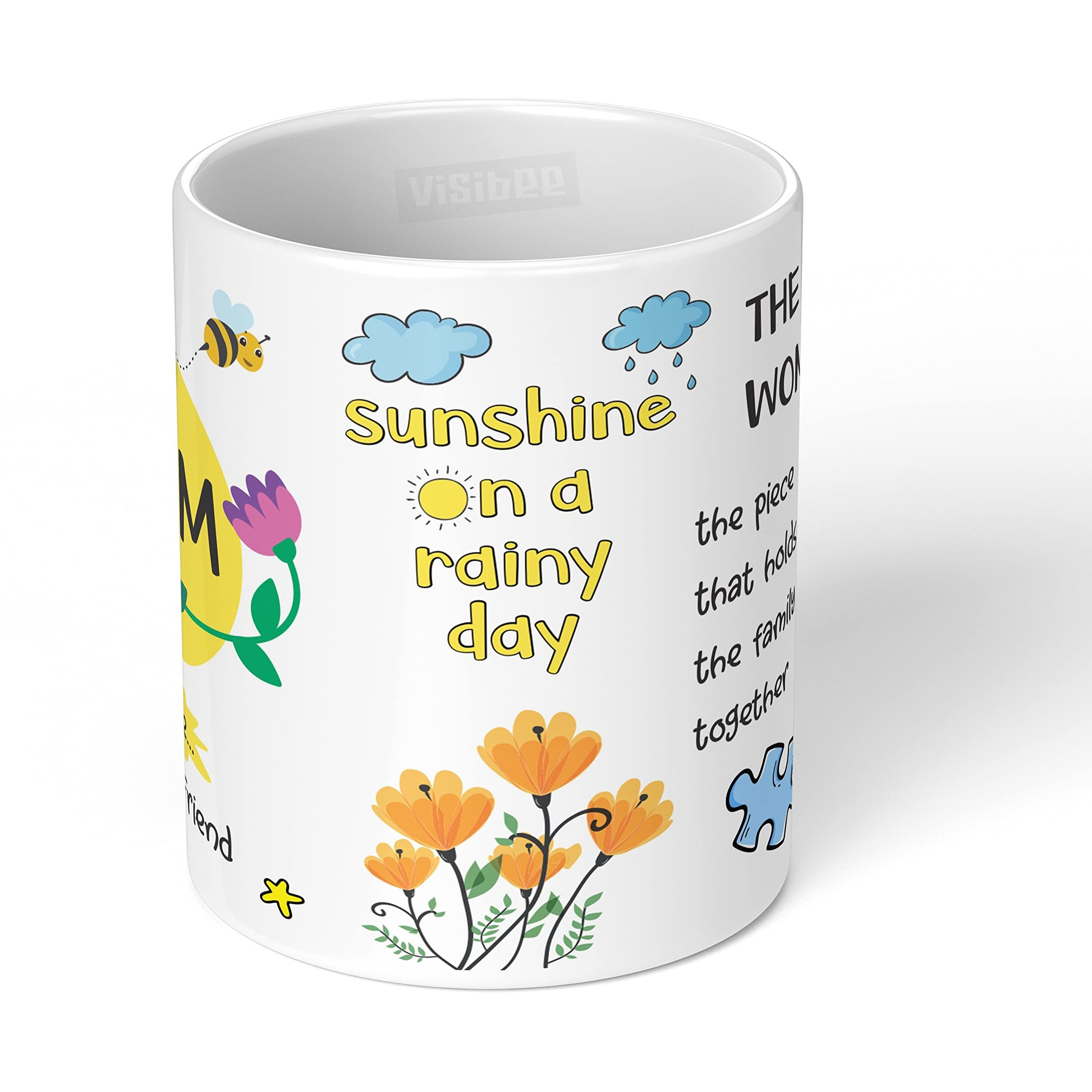 Visibee Special Friend Mum Mug - Unique Ceramic White Coffee Cup for Her from Son or Daughter - Thoughtful Birthday Present for Mom