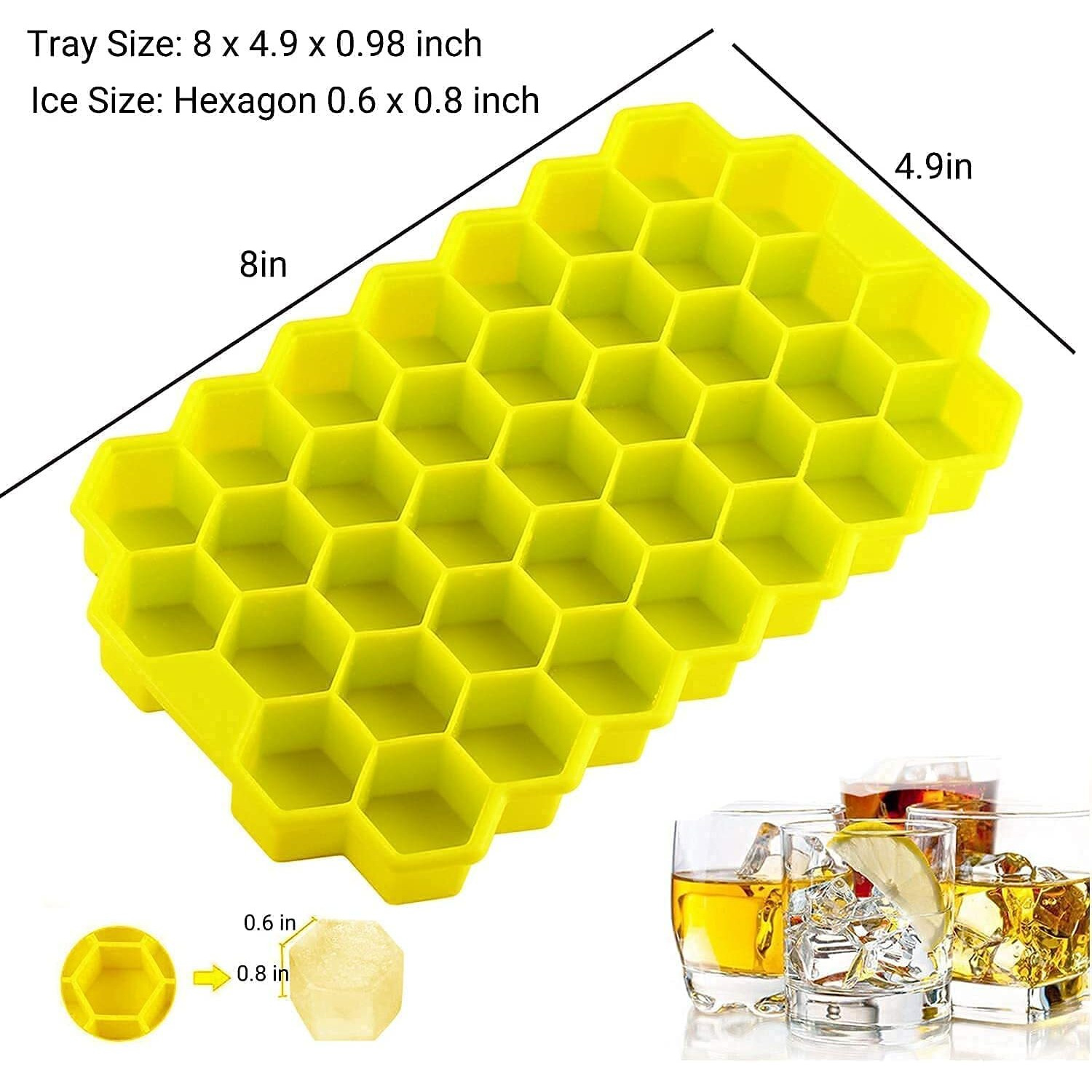 Greenhood Ice Cube Tray Silicone for Freezer Honeycomb 37 Cavity Ice Cube Mould Flexible Tray for Freezer, Chocolate Cake Maker, Ice Trays for Chilled Drinks, Reusable (Multi Color) (Style 1)