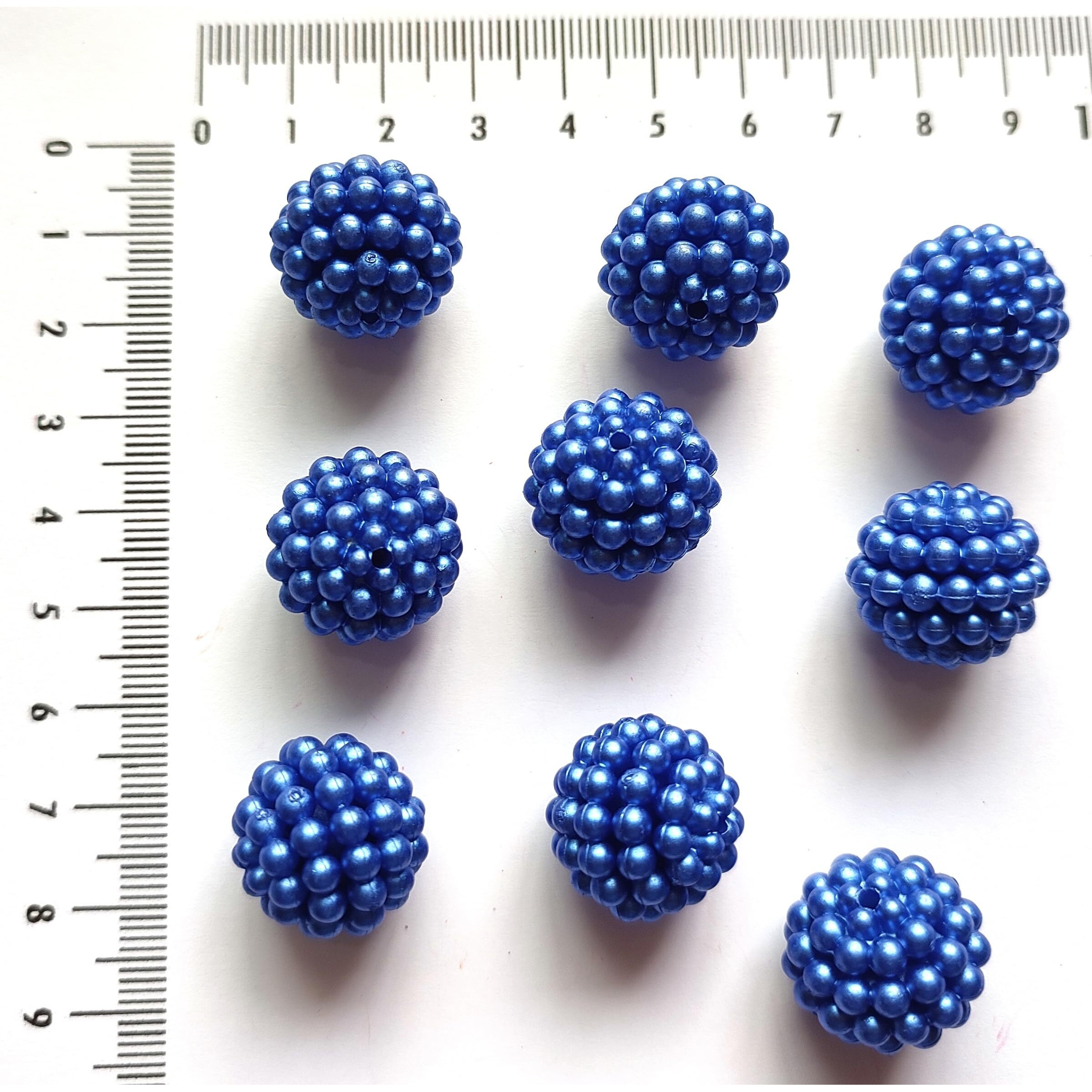 Get-Set-Go 50 PCS - 20MM BIG SIZE - DARK BLUE Color Dotted Pearl/Fruit Ball Beads/Moti Angura Beads for jewelry Making, Arts & Crafts & Decoratives (20mm-DarkBlue)