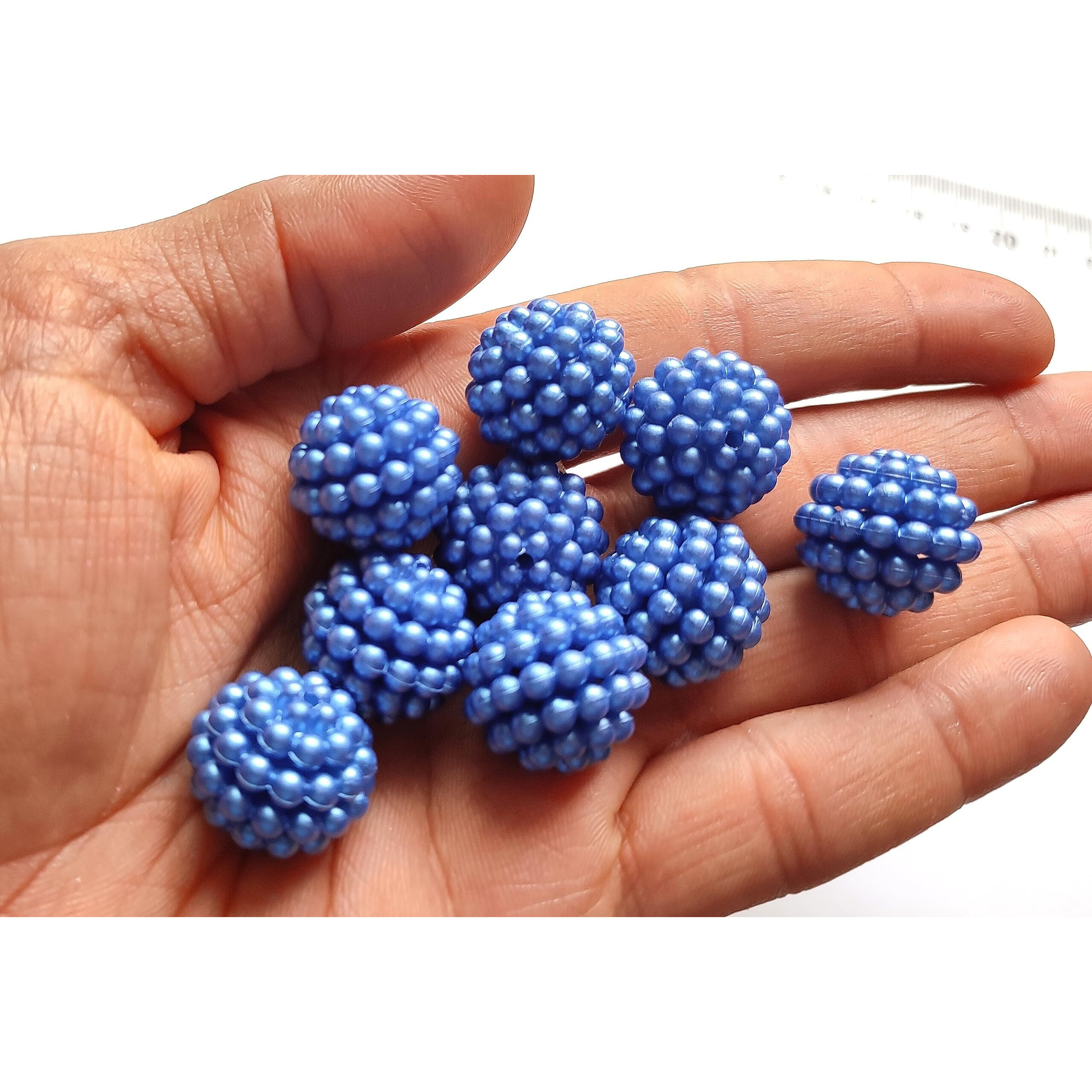 Get-Set-Go 50 PCS - 20MM BIG SIZE - DARK BLUE Color Dotted Pearl/Fruit Ball Beads/Moti Angura Beads for jewelry Making, Arts & Crafts & Decoratives (20mm-DarkBlue)