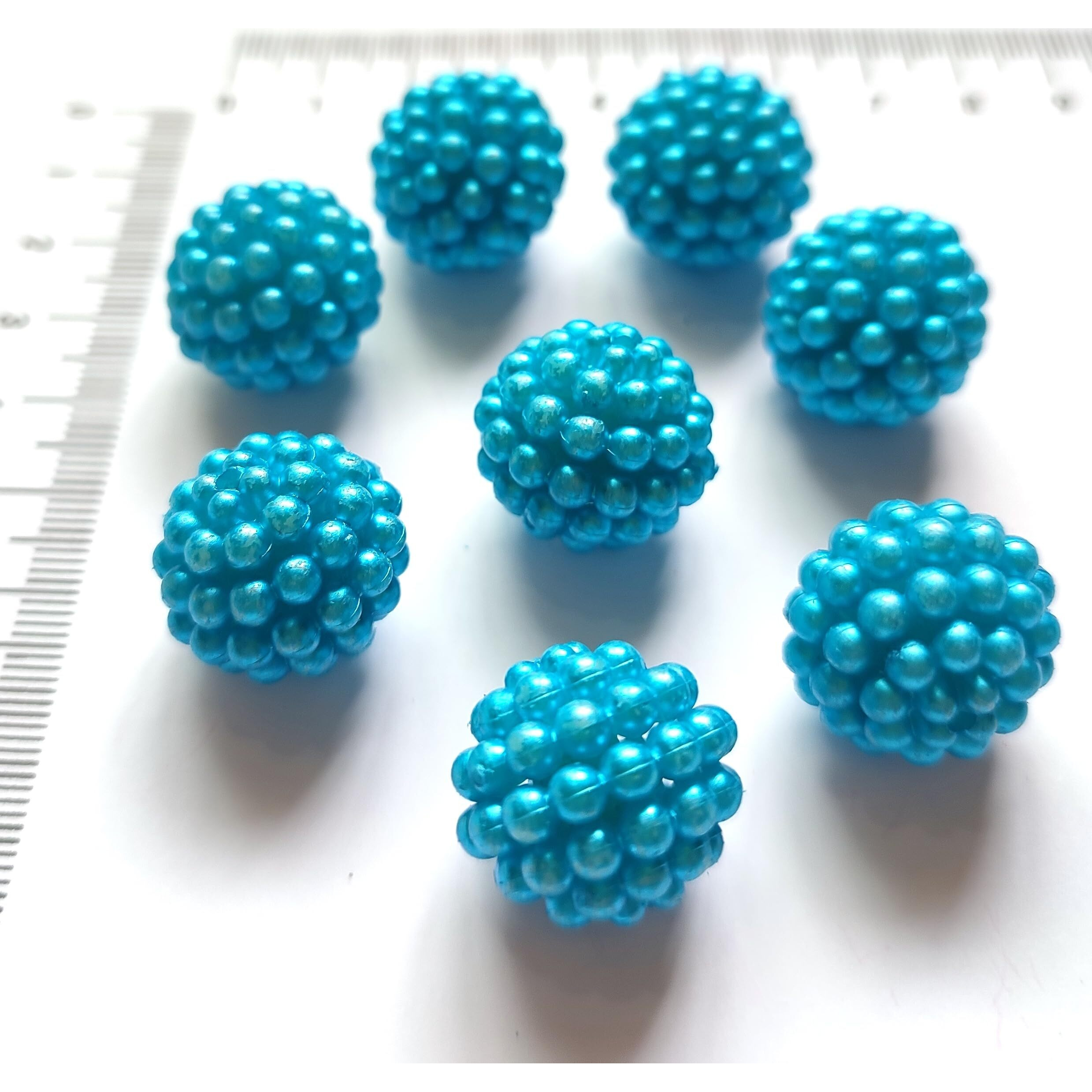 Get-Set-Go 50 PCS - 20MM BIG SIZE - LITE BLUE Color Dotted Pearl/Fruit Ball Beads/Moti Angura Beads for jewelry Making, Arts & Crafts & Decoratives (20mm-LiteBlue)