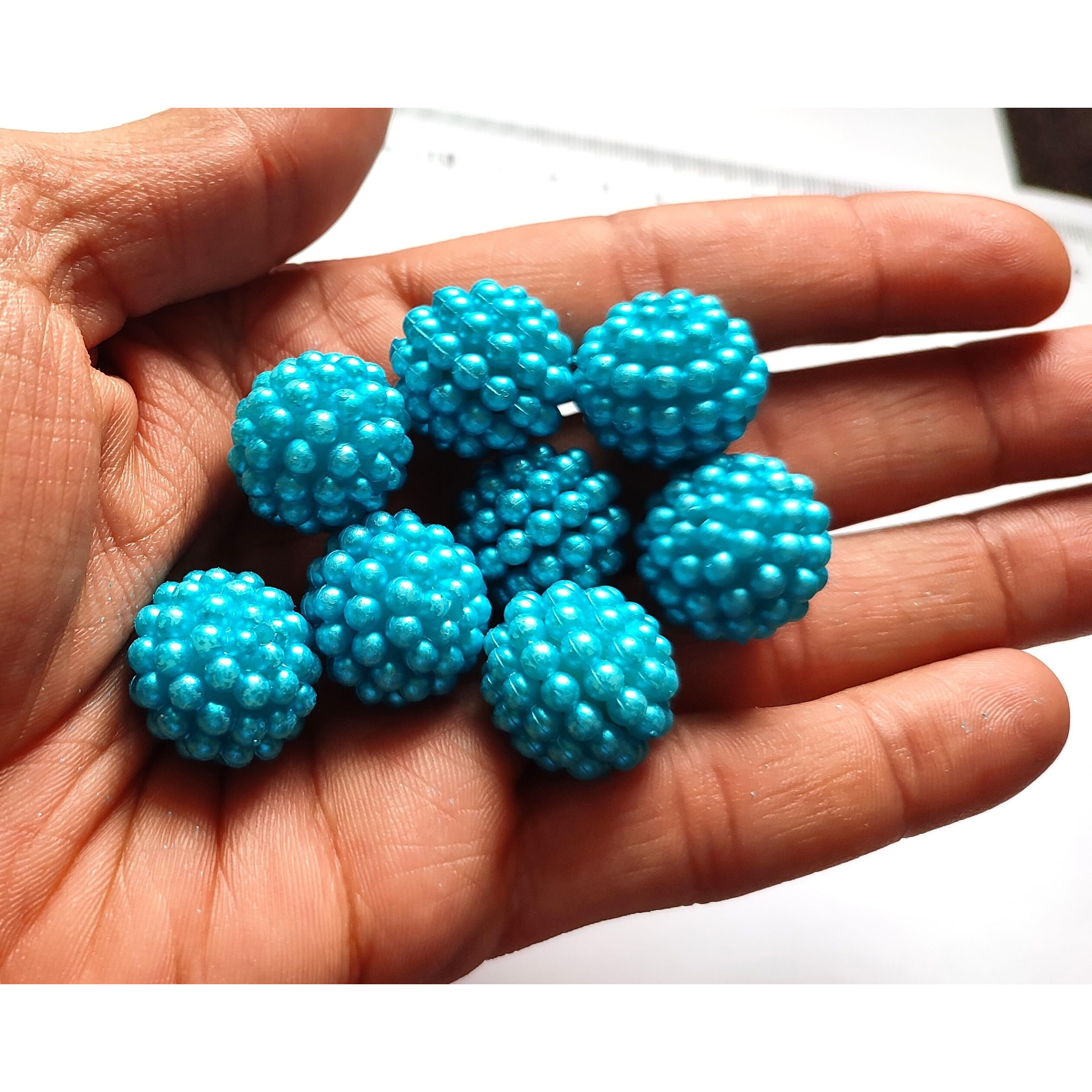 Get-Set-Go 50 PCS - 20MM BIG SIZE - LITE BLUE Color Dotted Pearl/Fruit Ball Beads/Moti Angura Beads for jewelry Making, Arts & Crafts & Decoratives (20mm-LiteBlue)