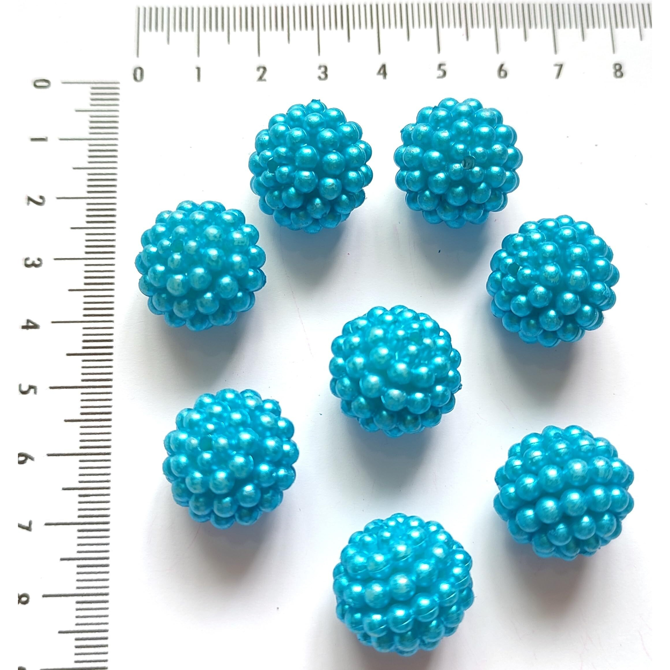 Get-Set-Go 50 PCS - 20MM BIG SIZE - LITE BLUE Color Dotted Pearl/Fruit Ball Beads/Moti Angura Beads for jewelry Making, Arts & Crafts & Decoratives (20mm-LiteBlue)